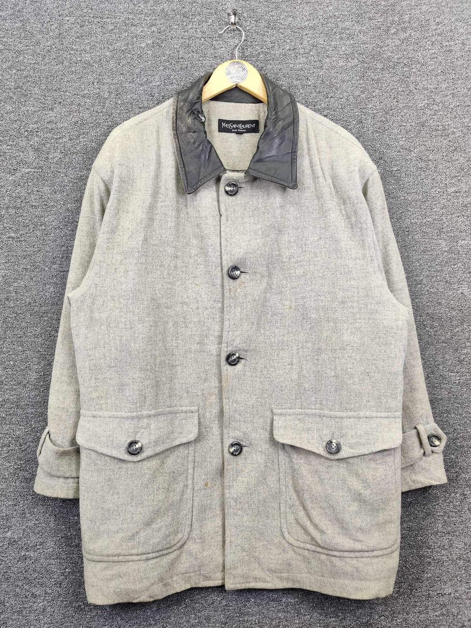Yves Saint Laurent Vintage 90s Yves Saint Laurent Pour Homme Wool Button Coat Size US XL / EU 56 / 4 - 1 Thumbnail