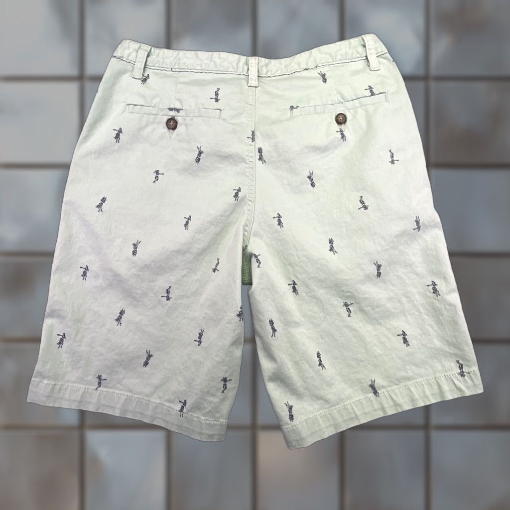 DANCER VINTAGE Urban Frontier Men Green Chino Shorts Hawaiian Dancer Print 32 Size US 32 / EU 48 - 1 Thumbnail