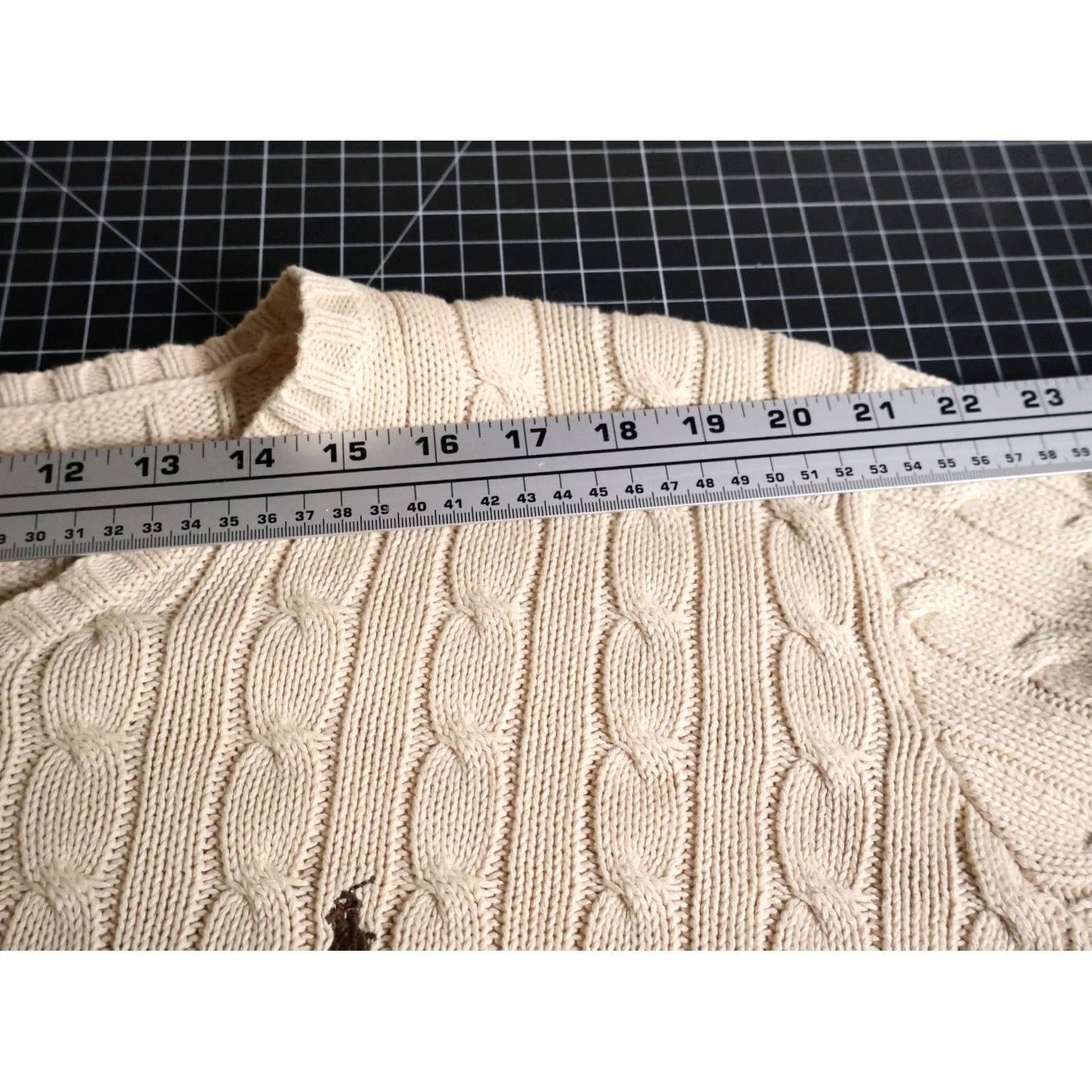 Polo Ralph Lauren VINTAGE Polo Ralph Lauren Sweater Shirt Mens XL Beige Cable Knit Cotton V-Neck Heavyweight Size US XL / EU 56 / 4 - 7 Thumbnail