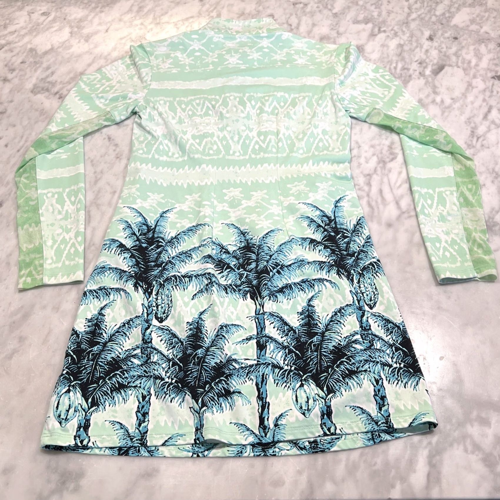 Vintage San Soleil Dress XS Long Sleeve Tropical UV 50 Pockets Green Nylon Spandex Size XS / US 0-2 / IT 36-38 - 4 Thumbnail