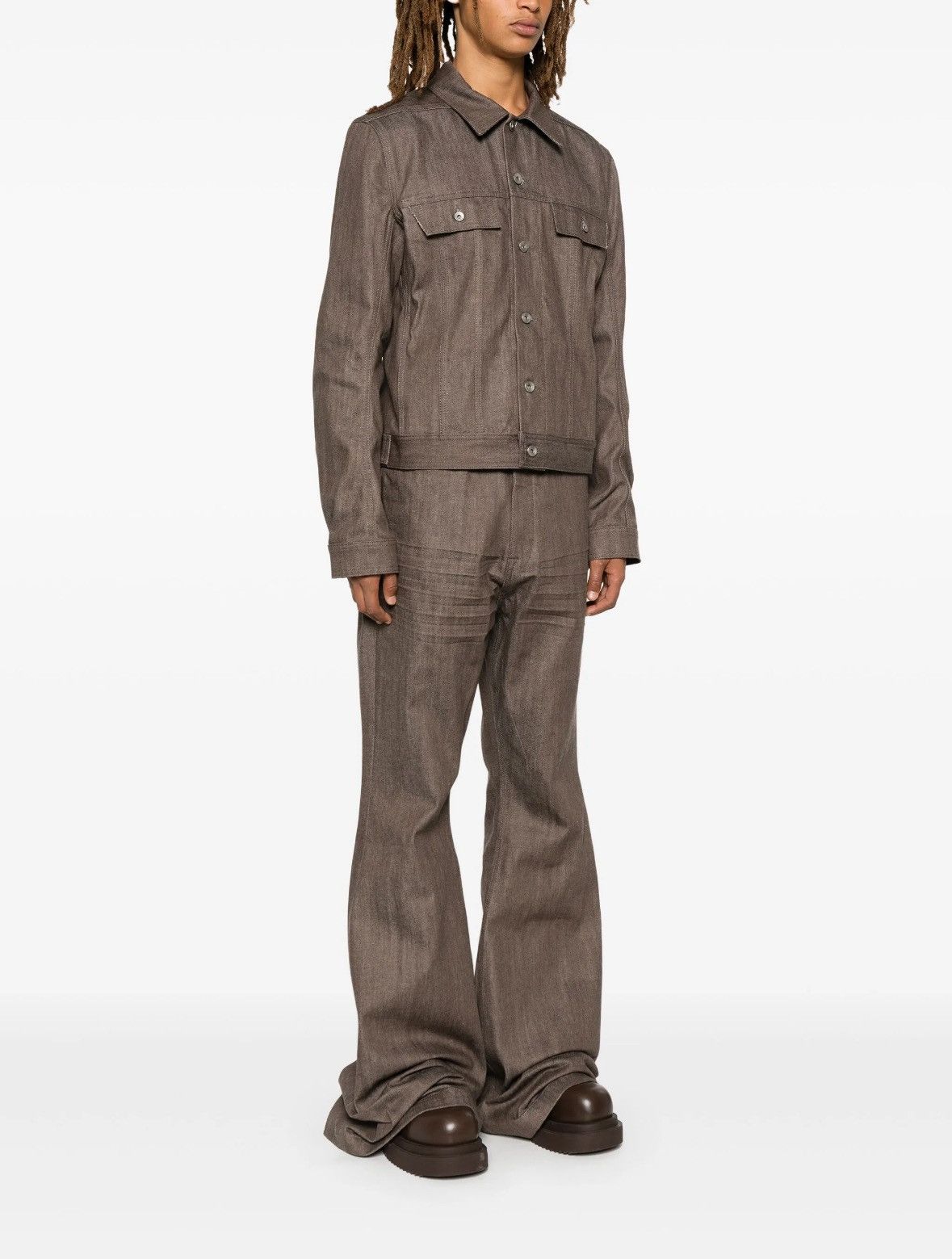 Rick Owens Drkshdw FW24 Raw Denim Trucker Jacket Dark Dust Size US L / EU 52-54 / 3 - 11 Thumbnail