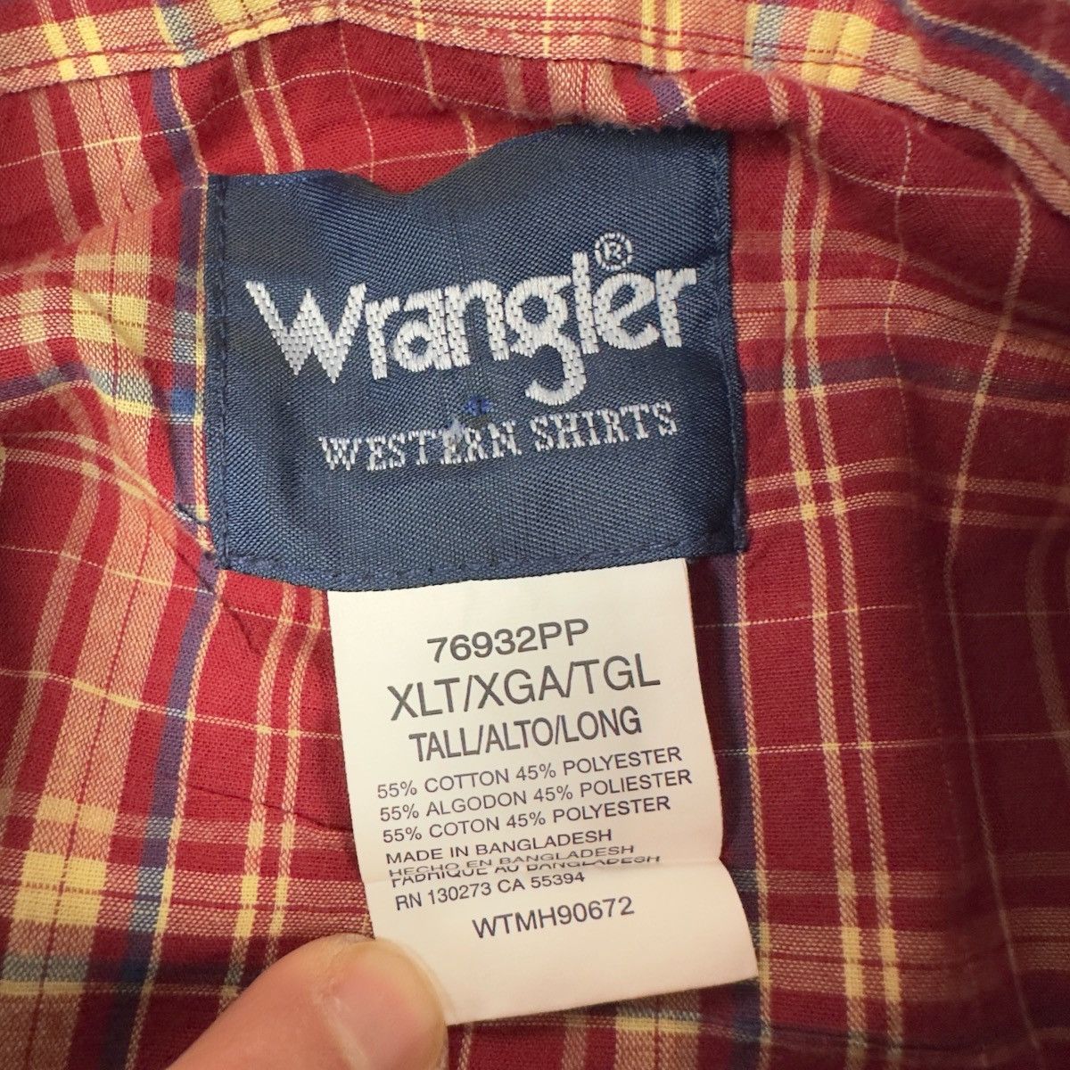 Wrangler Wrangler Western Shirt Mens XLT Plaid Pearl Snap Tall Size US XL / EU 56 / 4 - 4 Thumbnail