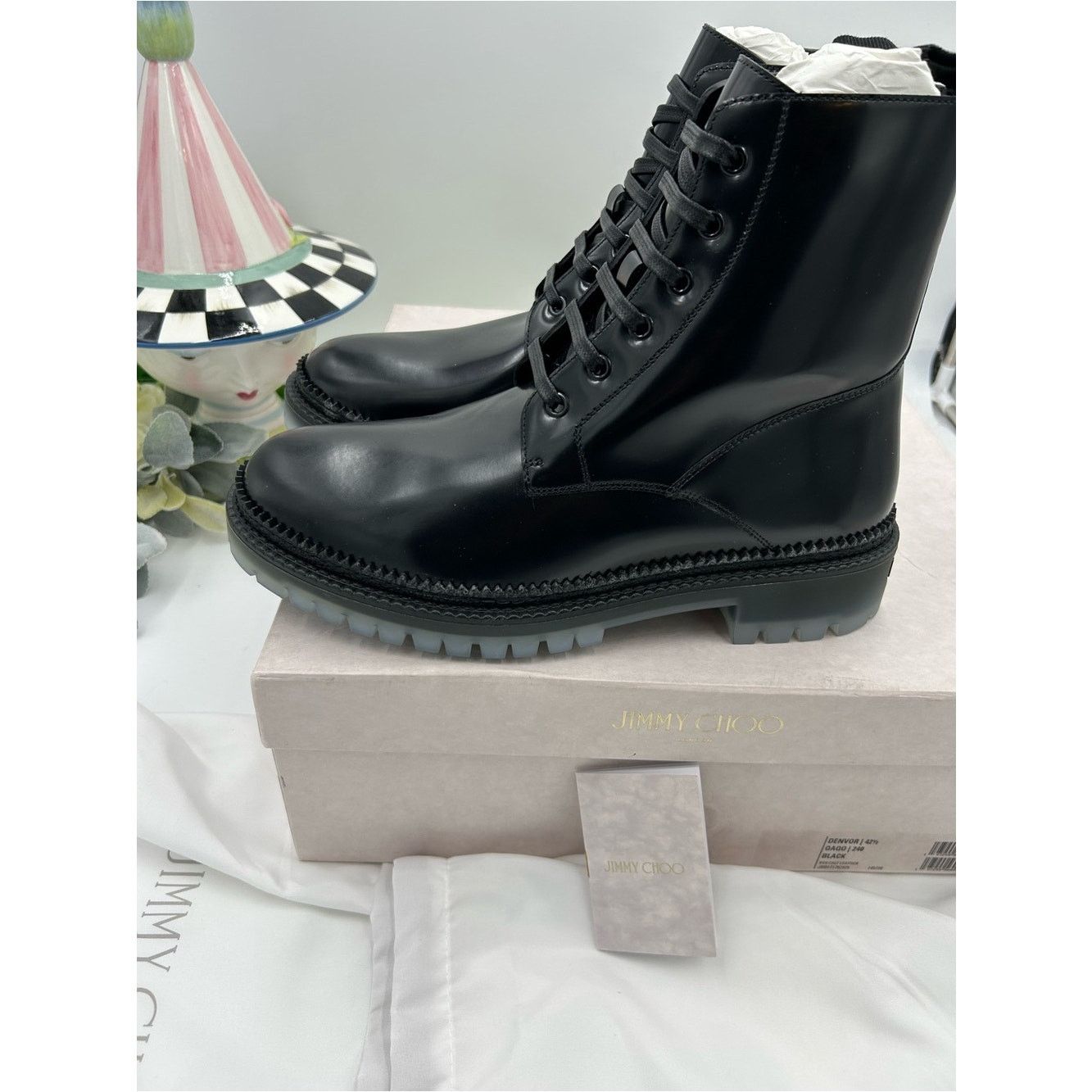 Jimmy Choo Denvor Black Leather Combat Boots size 42.5 /9 US display picture 2