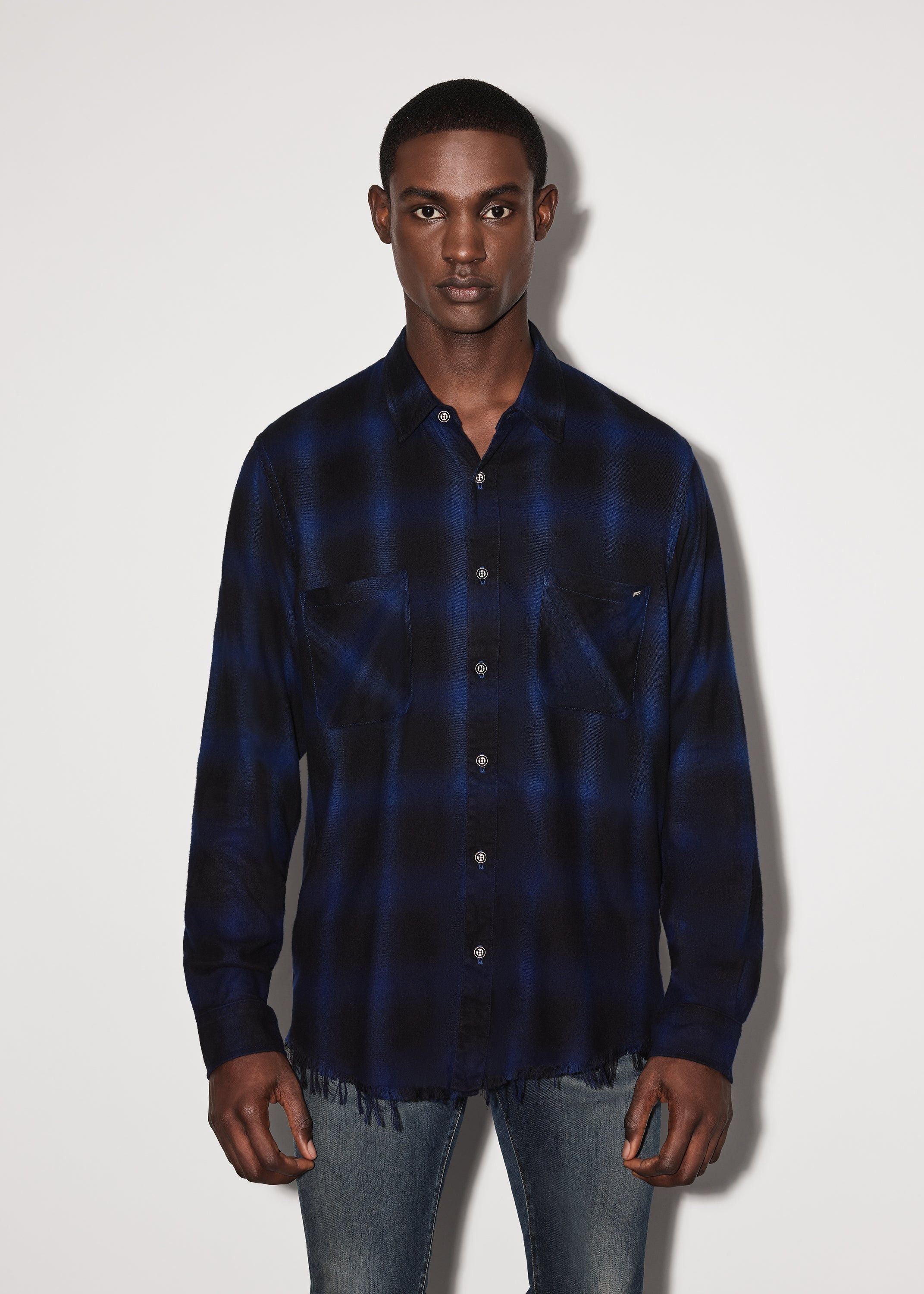 Amiri o1w1db11224 Core Shadow Plaid Shirt in Blue/Black Size US M / EU 48-50 / 2 - 2 Thumbnail