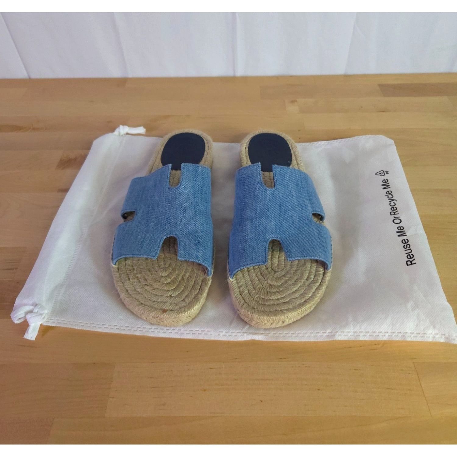 Hermes Hermès Antigua Mens Denim & Leather Espadrilles Sandals EU 4 Size US 10.5 / EU 43-44 - 2 Thumbnail