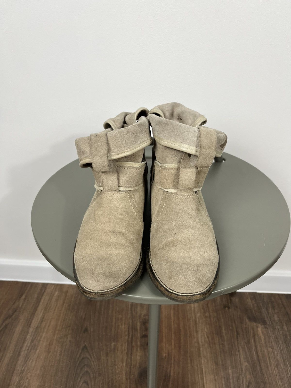 Vintage Buffalo Suede Foldover Buckle Boots Women’s Size 36 Beige Size US 5.5 / IT 35.5 - 4 Thumbnail