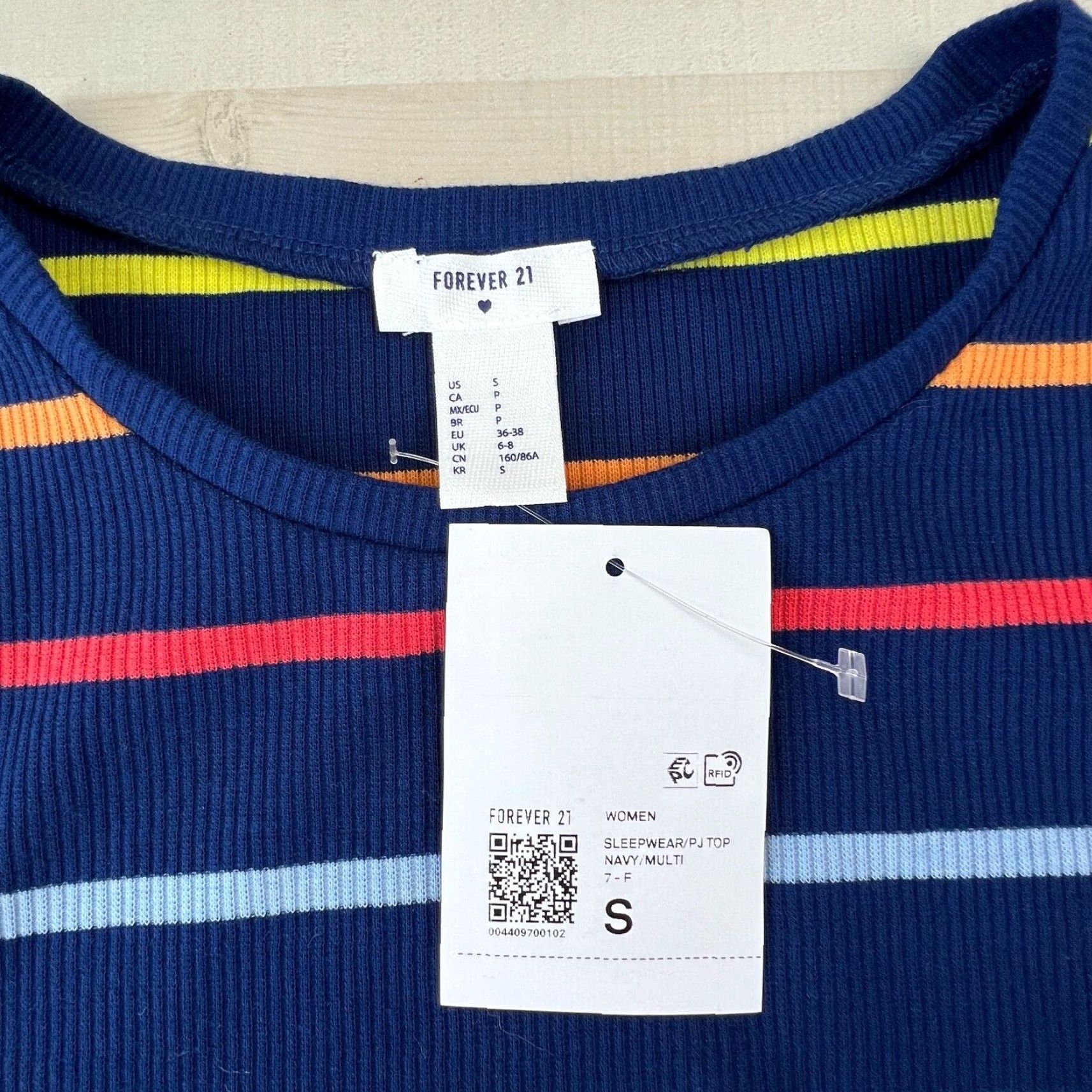 Forever 21 Forever 21 Pajama Top Women Small Juniors Blue Striped Sleepwear Short Sleeve New Size S / US 4 / IT 40 - 3 Thumbnail