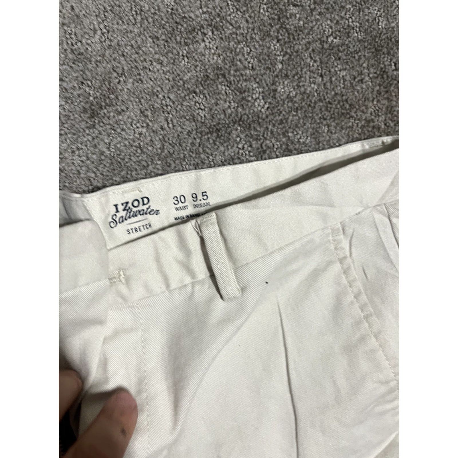 Izod IZOD Short Mens Ivory Beige Saltwater Flat Front Chino Size 30 Inseam 9.5" Solid Size US 30 / EU 46 - 3 Thumbnail