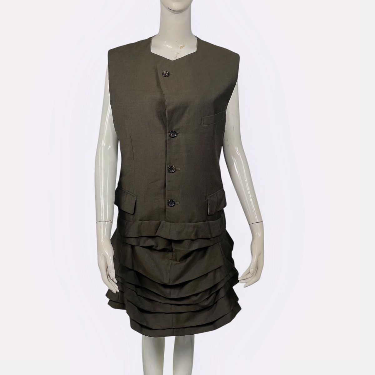 Comme des Garcons Comme Des Garcons AD1994 Sleeveless Frill Hem Wool Dress Size S / US 4 / IT 40 - 1 Thumbnail