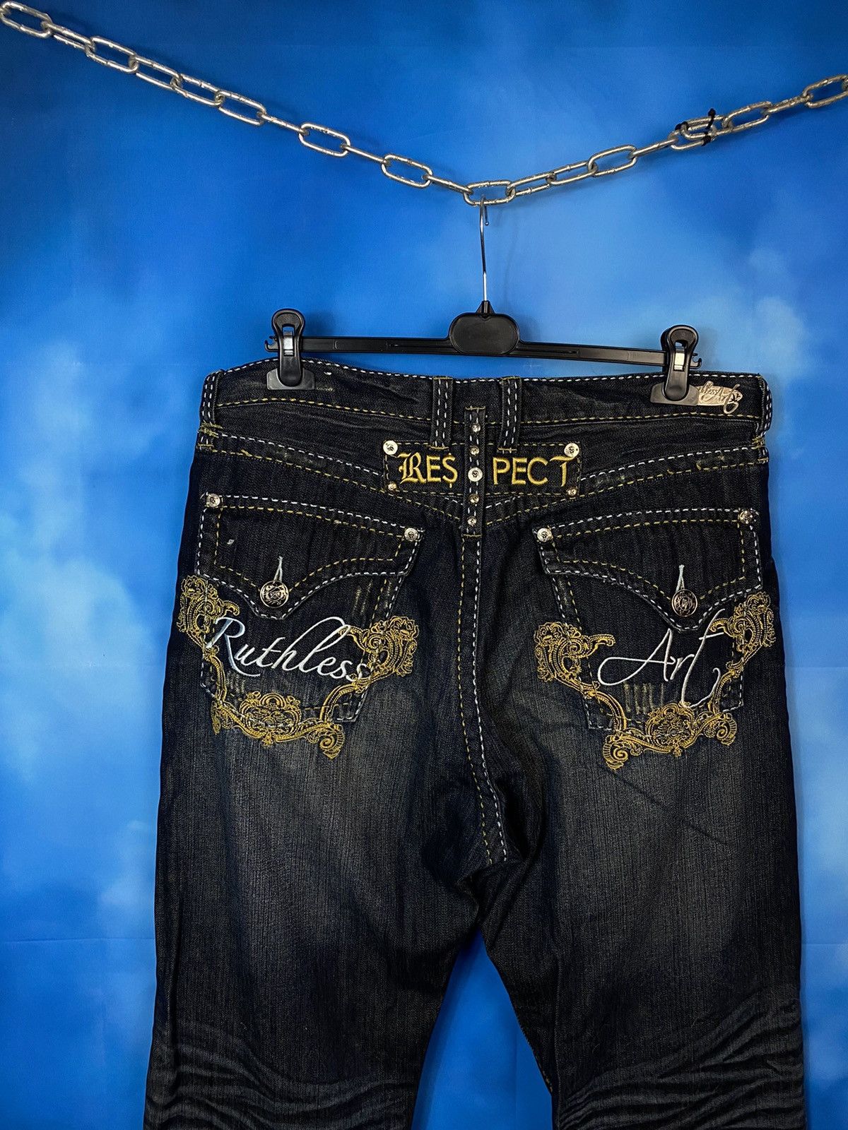 Japanese Brand × Vintage Ruthless Art sk8 rap baggy pants y2k Ed Hardy style Size US 38 / EU 54 - 2 Thumbnail