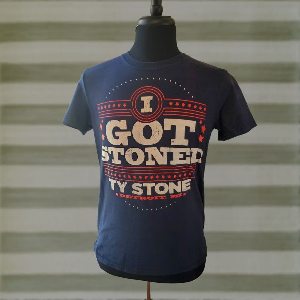 Gildan Ty Stone I Got Stoned Shirt Size Medium T-Shirt Mens Crew Neck Short Sleeve Blue Cotton Gildan Regular I Got Stoned Size US M / EU 48-50 / 2 - 1 Preview