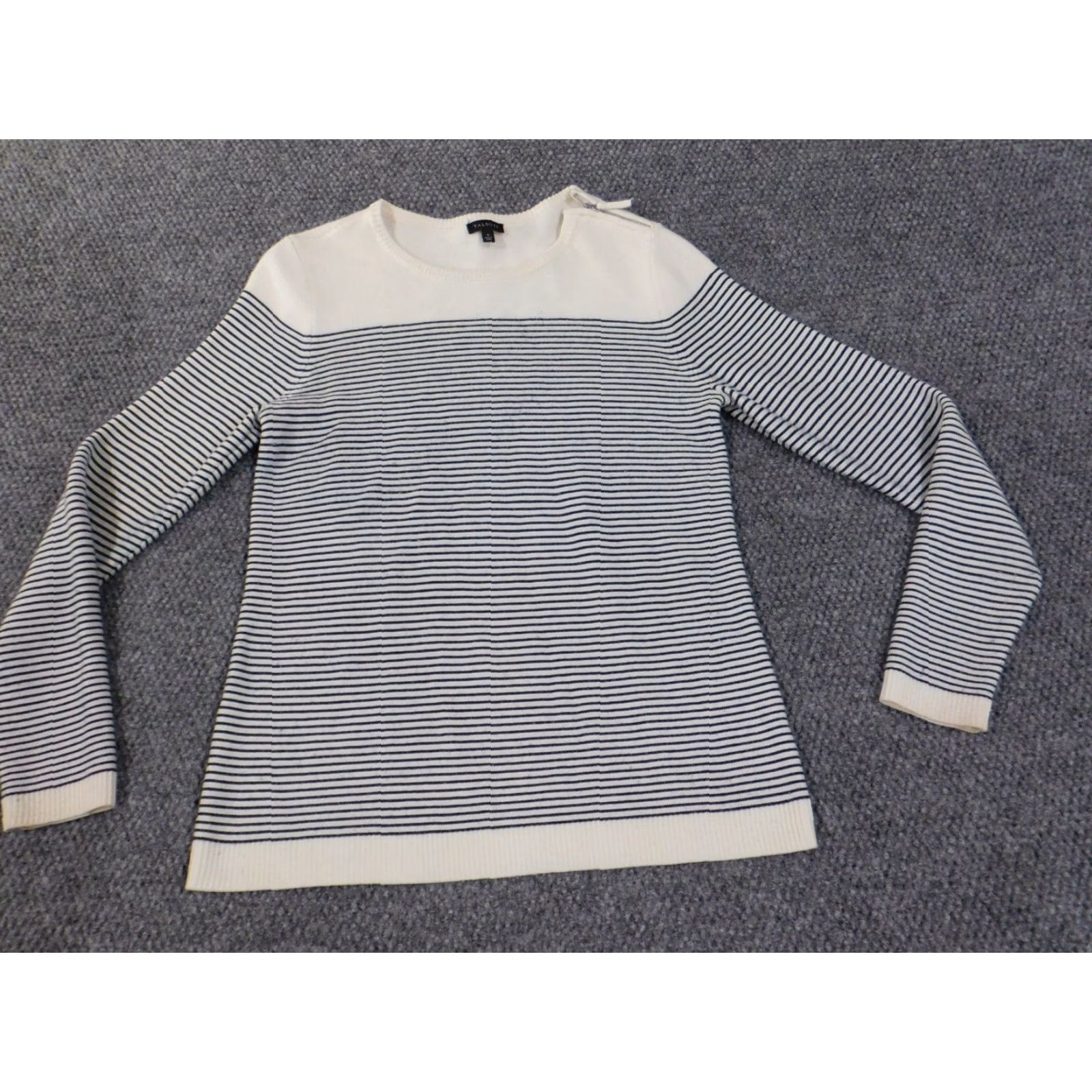 Talbots Talbots Sweater Womens small blue pullover striped crew neck stretch Size S / US 4 / IT 40 - 3 Thumbnail