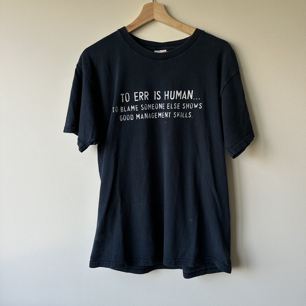 Vintage Vintage Funny 00s Human Error Black Faded Slogan Shirt Size US L / EU 52-54 / 3 - 1 Thumbnail