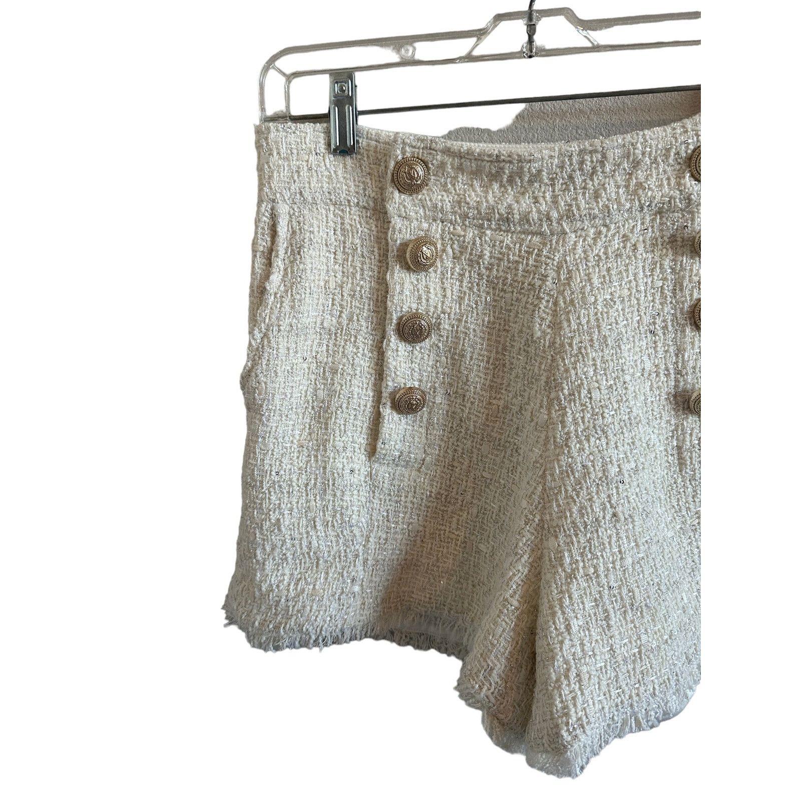 Generation Love Generation Love Women's Medium Ivory Lizzy Tweed Shorts Size 30" / US 8 / IT 44 - 9 Thumbnail