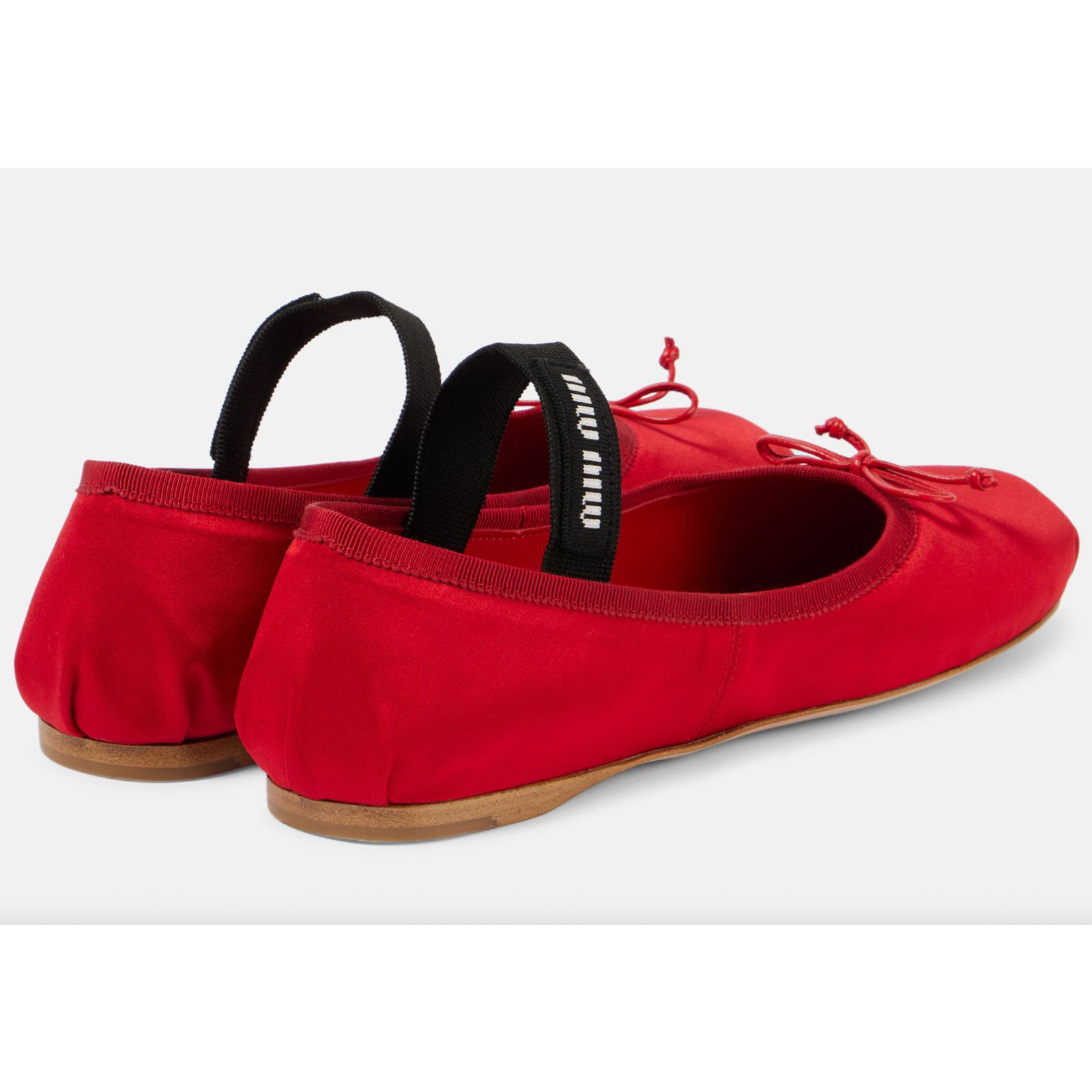 Miu Miu Miu Miu Satin Rosso Red Black White Logo Strap Bow Size US 9 / IT 39 - 16 Thumbnail