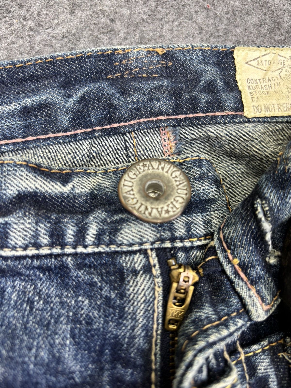Japanese Brand 💥Double Waist💥Antgauge Rare Fades Distressed Denim F799 Size 29" - 8 Thumbnail