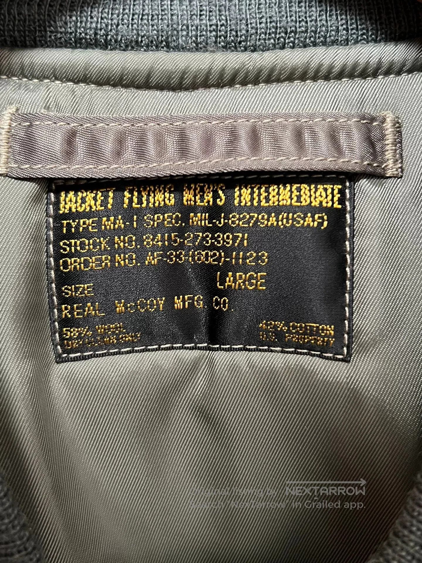 The Real McCoy's Real McCoy MA-1 J-8279 Flight Jacket. Size US L / EU 52-54 / 3 - 3 Thumbnail