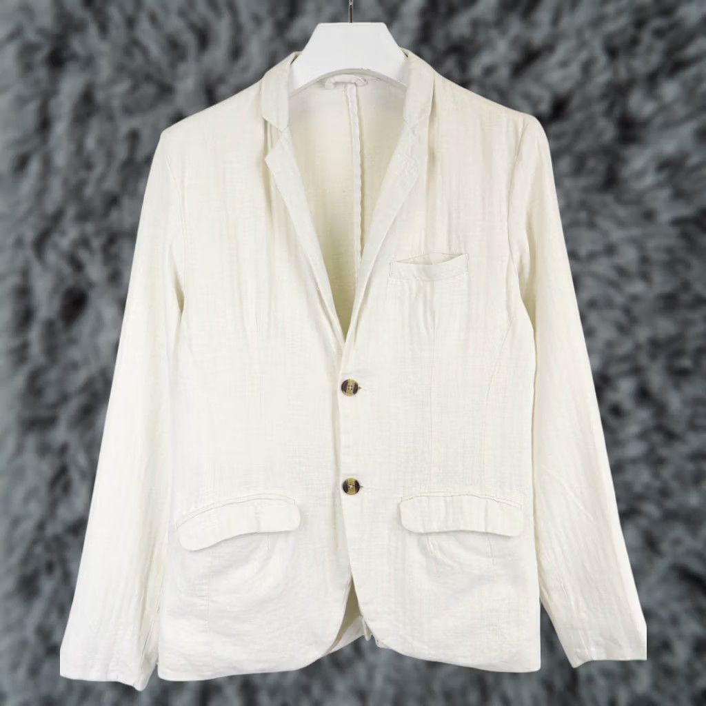 Lindbergh LINDBERGH Slim Fit White Blazer Men's SMALL Cotton Linen Blend Single-Breasted Size 36R - 1 Thumbnail