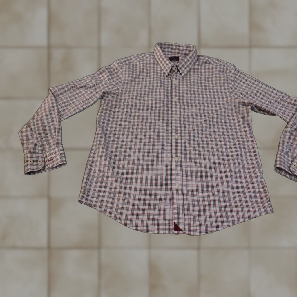 UNTUCKit UNTUCKit Shirt Mens Large White Red Blue Plaid Button Down Slim Fit Long Sleeve Size US L / EU 52-54 / 3 - 1 Thumbnail