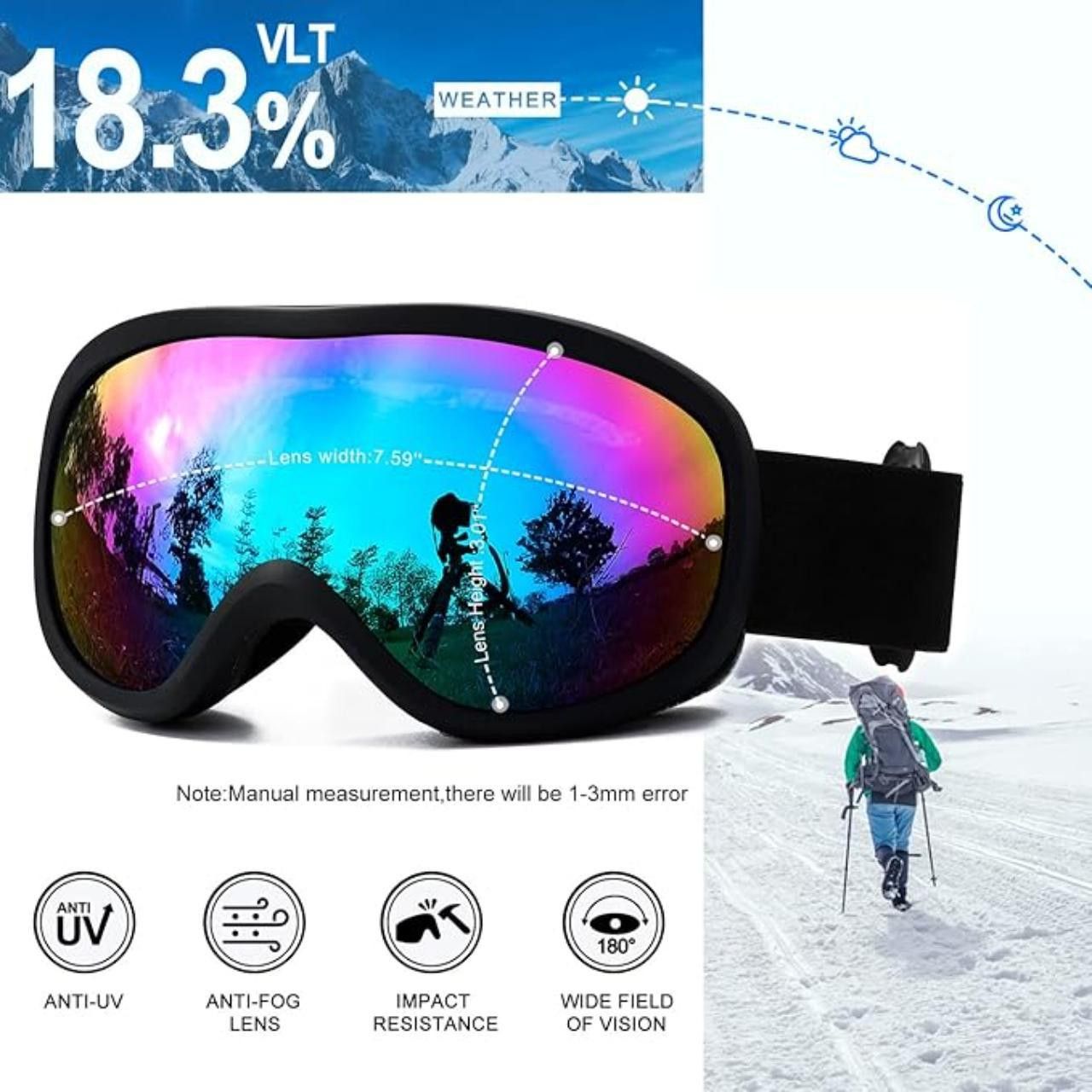 Other Anti-Fog Dual Layer lens OTG Ski Goggles Size ONE SIZE - 3 Thumbnail