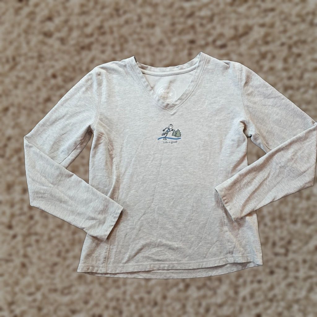 Life is Good Life Is Good Top Women Small Gray Good Move Running Active Performance Casual Shirts T-Shirt Womens Size S / US 4 / IT 40 - 1 Thumbnail