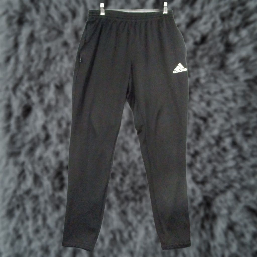 Adidas Adidas Track Pants Men L Black Zip Ankle Trico Drawstring Pockets Size US 33 - 1 Thumbnail