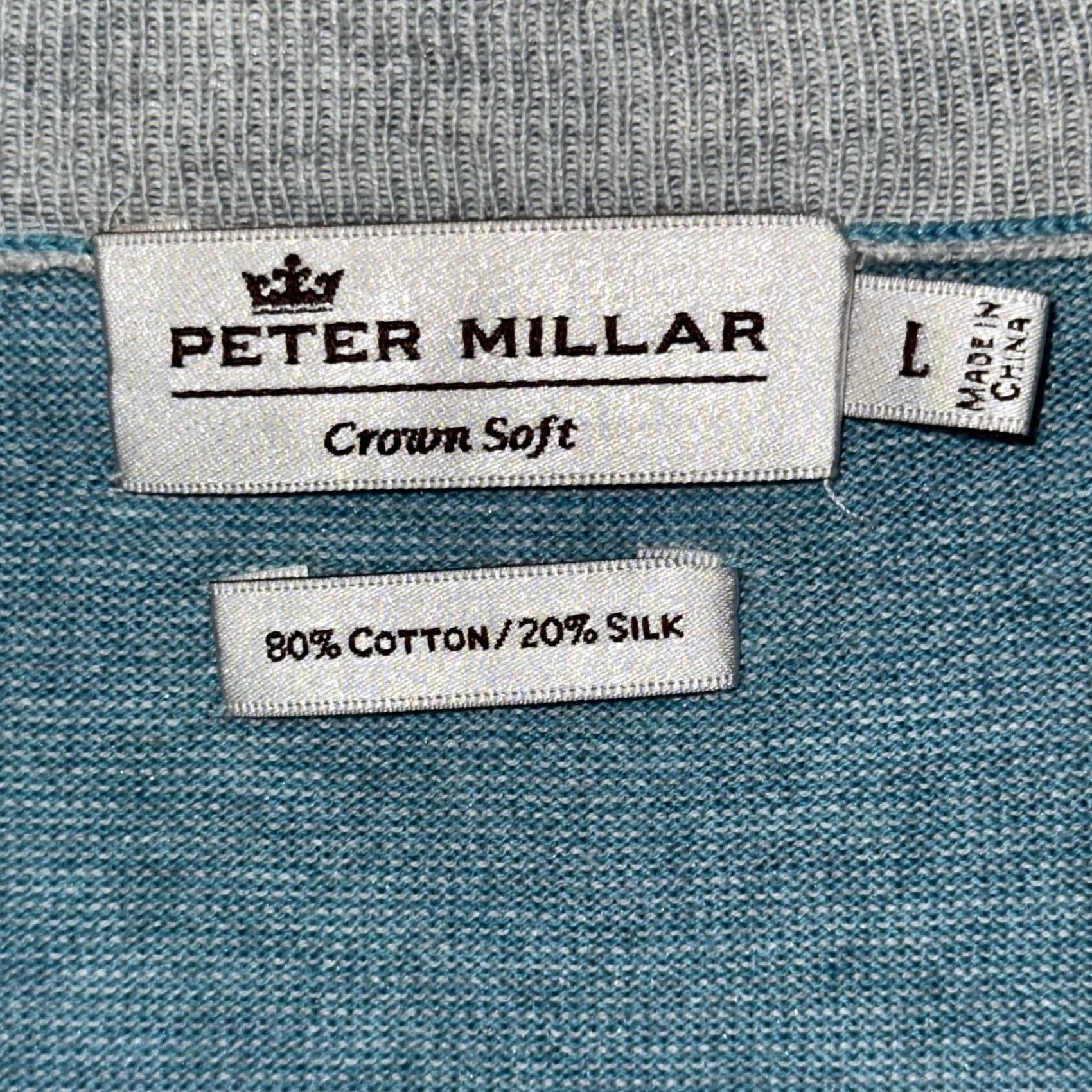 Peter Millar Peter Millar Sweater Mens Large Blue Quarter Zip Crown Soft Cotton Silk Knit Mens L Blue 1/4 Zip Mock Neck Knit Crown Detail Size US L / EU 52-54 / 3 - 6 Thumbnail