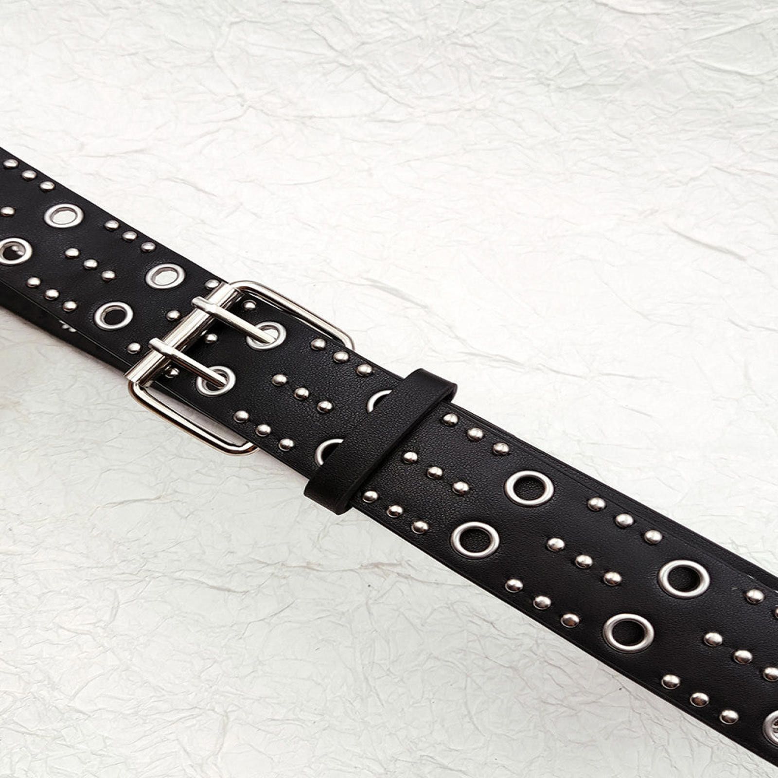 Leather Black Studded Belt Size ONE SIZE - 3 Thumbnail
