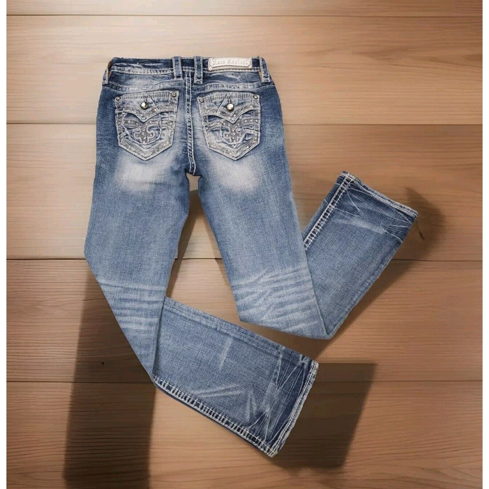Rock Revival Rock revival Rhinestone Flap Pocket Fay Mid-Rise Size 26 Size 26" / US 2 / IT 38 - 4 Thumbnail