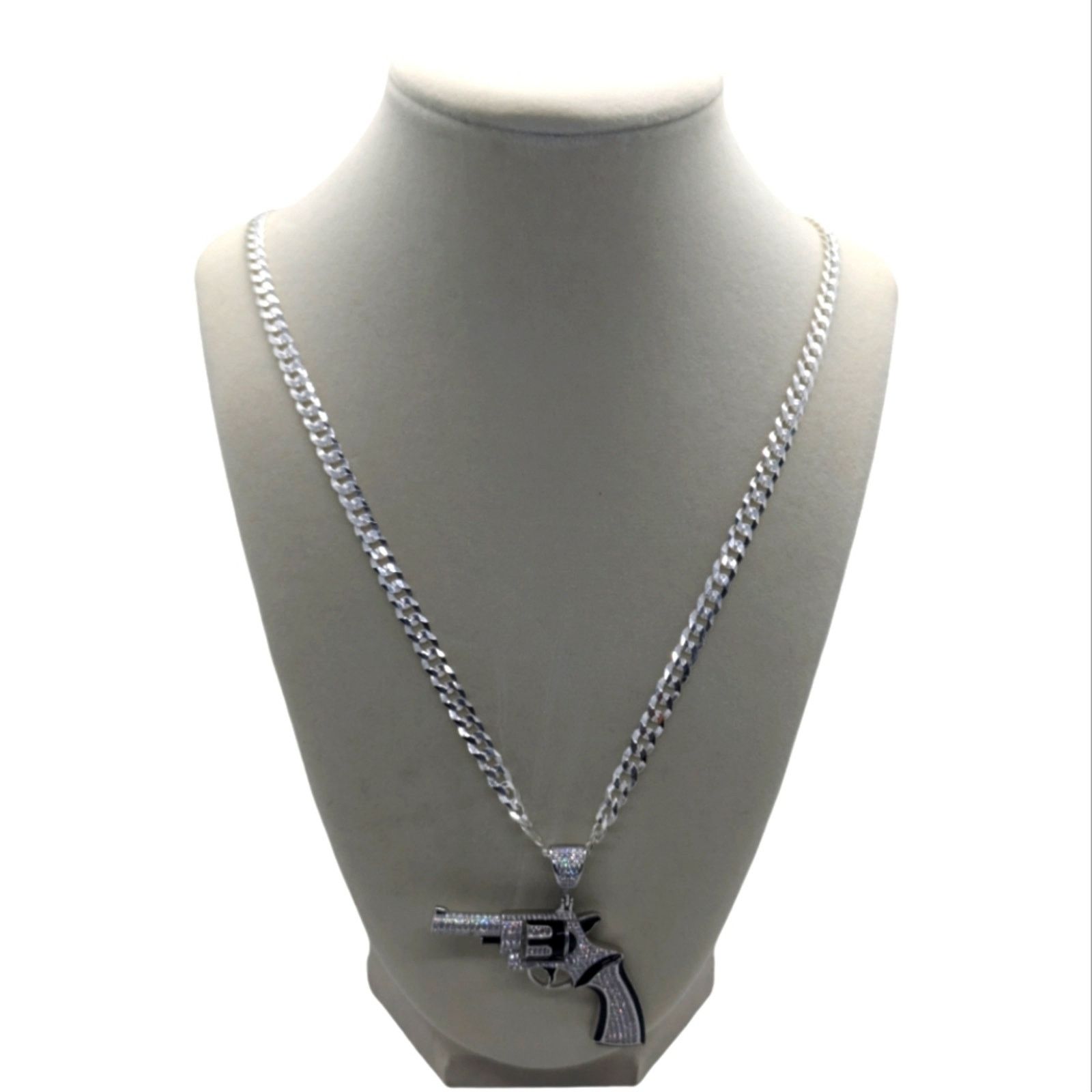 The Unbranded Brand 925 Sterling silver Revolver Pendant and Sterling Curb Chain Size ONE SIZE - 2 Thumbnail