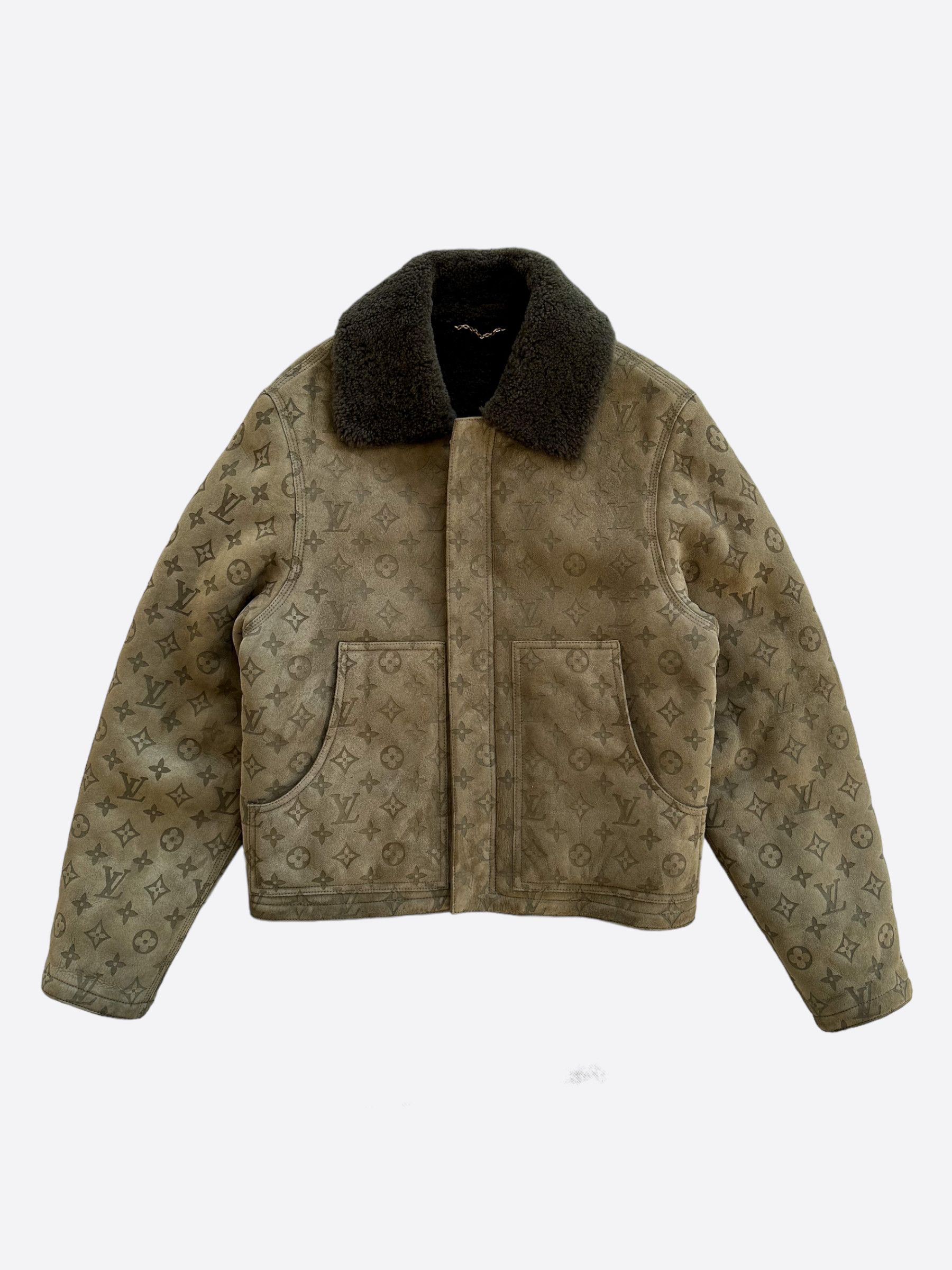 Louis Vuitton Louis Vuitton Olive Monogram Shearling Jacket Size US L / EU 52-54 / 3 - 1 Thumbnail