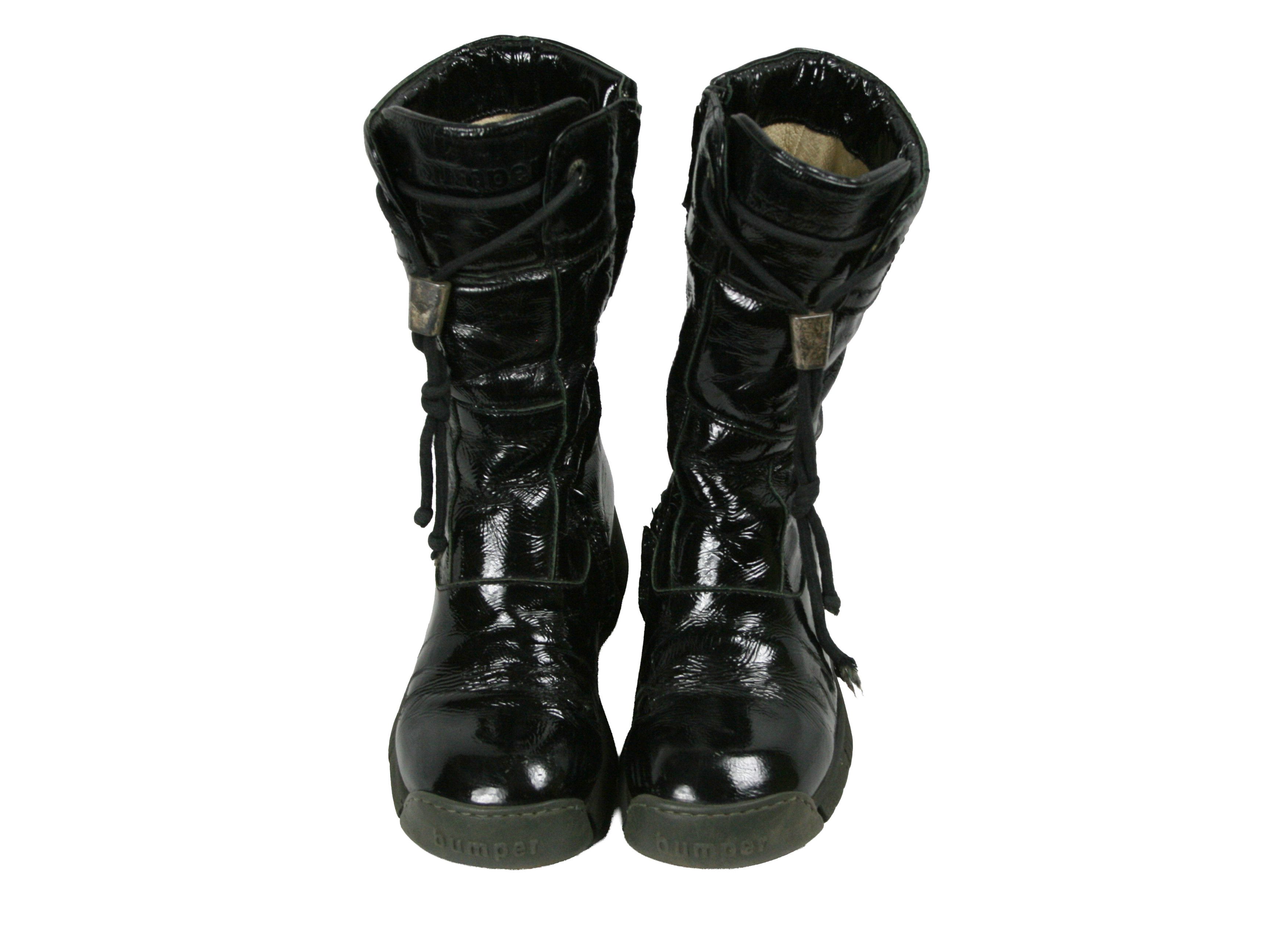Japanese Brand 00S Bumper Y2K Patent Leather Mid Moto Boots Vintage Size US 6 / IT 36 - 10 Thumbnail