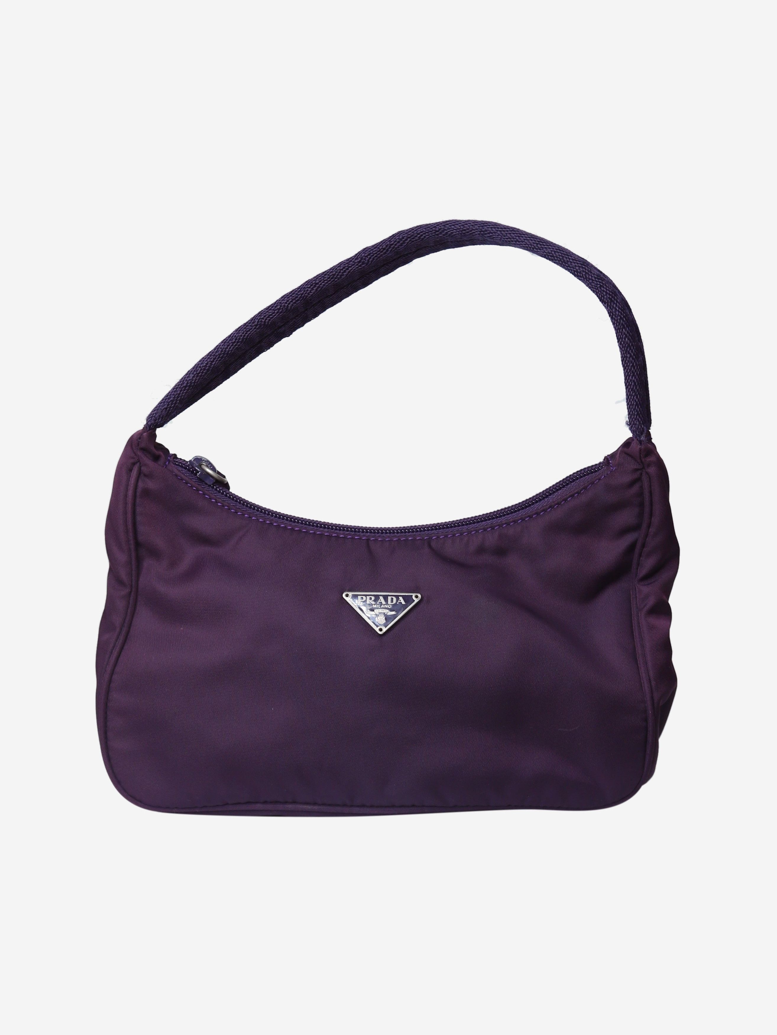 image of Prada Purple Tessuto Nylon Shoulder Bag, Women's