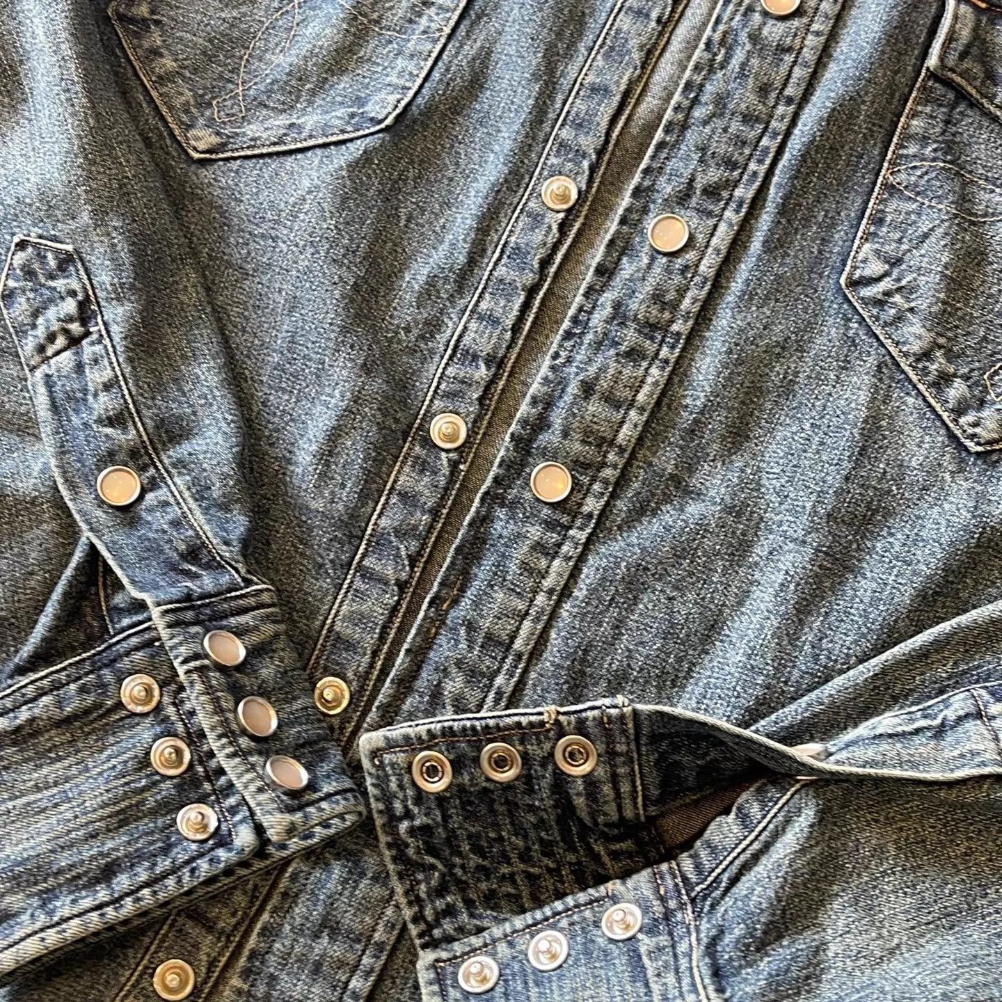 RRL Ralph Lauren RRL Thick Denim Shirt Nat Wash Bull Silver Snap S Size US S / EU 44-46 / 1 - 4 Thumbnail