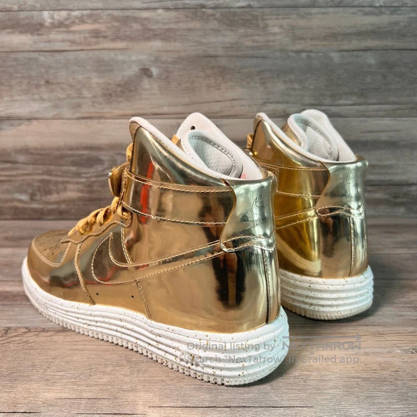 Nike Air Force 1 Metallic Gold High-Top. Size US 8 / EU 41 - 4 Thumbnail