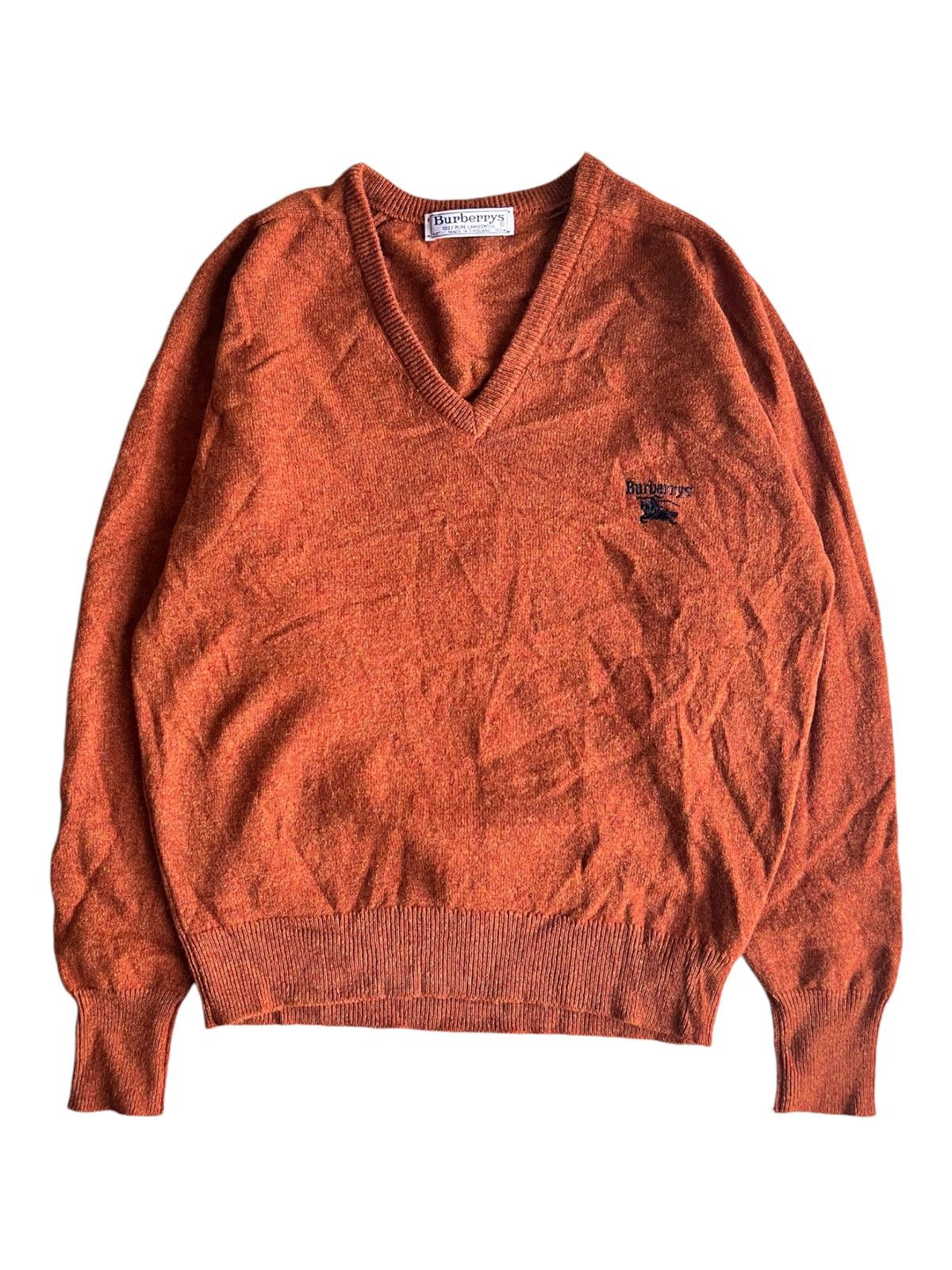 Burberry × Burberry Prorsum × Vintage Vintage 1990s Burberrys 🏴󠁧󠁢󠁥󠁮󠁧󠁿 Pure Lambswool V Neck Knit Sweater Size US M / EU 48-50 / 2 - 1 Thumbnail