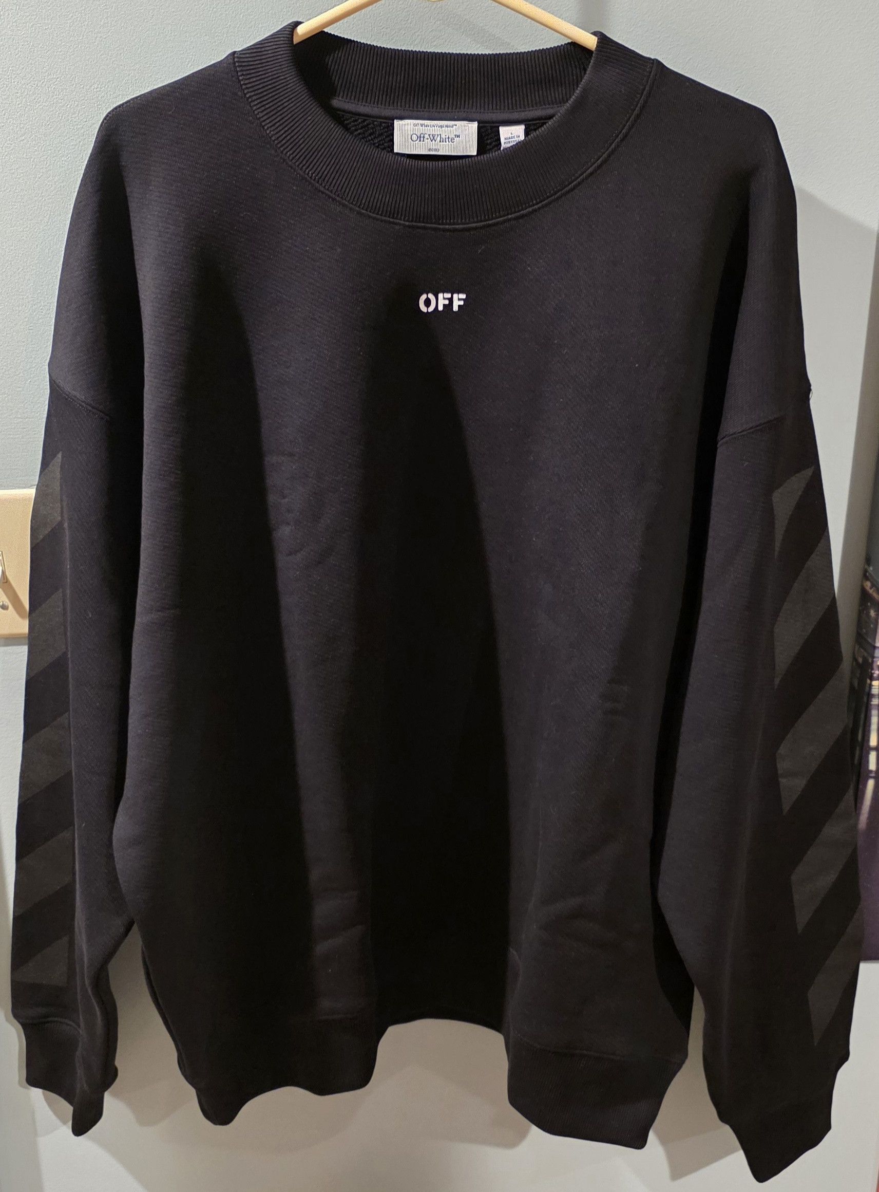 Off-White Off-White Cornely Cotton Diagonal Oversized Crewneck $1100 Size US L / EU 52-54 / 3 - 2 Thumbnail