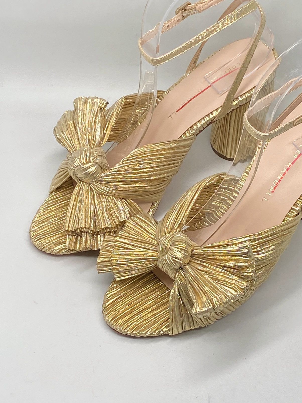 Loeffler Randall Loeffler Randall Gold Pleated Bow Heel Sandals size 6.5 Size US 6.5 / IT 36.5 - 6 Thumbnail