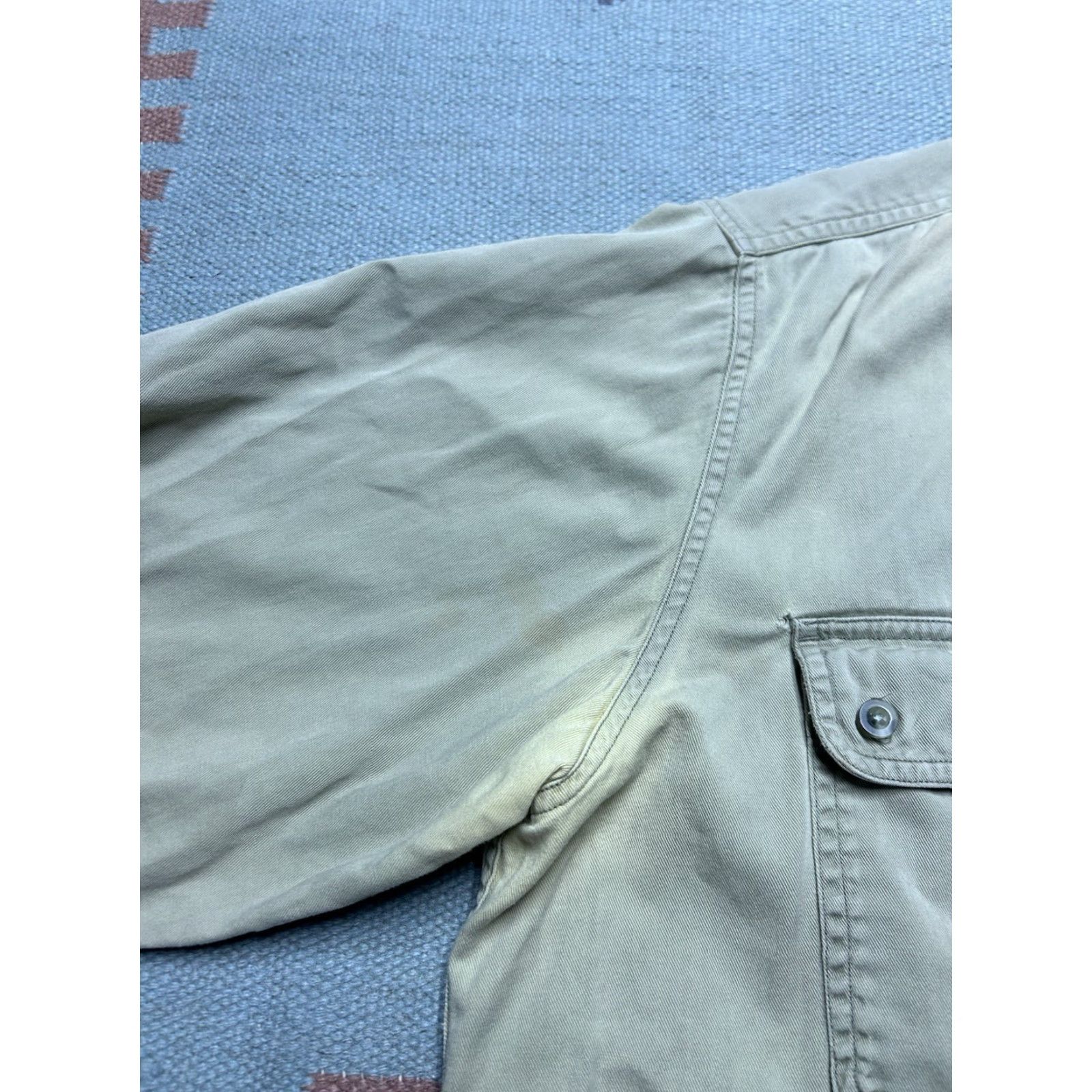Vintage VINTAGE Cabela's Long Sleeve Button Shirt Paint Distressed Worn Khaki Tan XL Tall Shirt Men Beige Size US XL / EU 56 / 4 - 6 Thumbnail