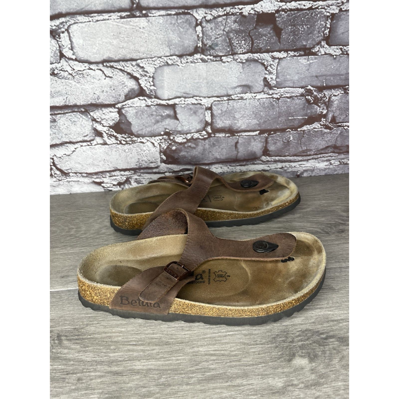 Birkenstock Betula Birkenstock Gizeh Brown Leather Cork Thong Sandals Wo Size US 8 / IT 38 - 10 Thumbnail