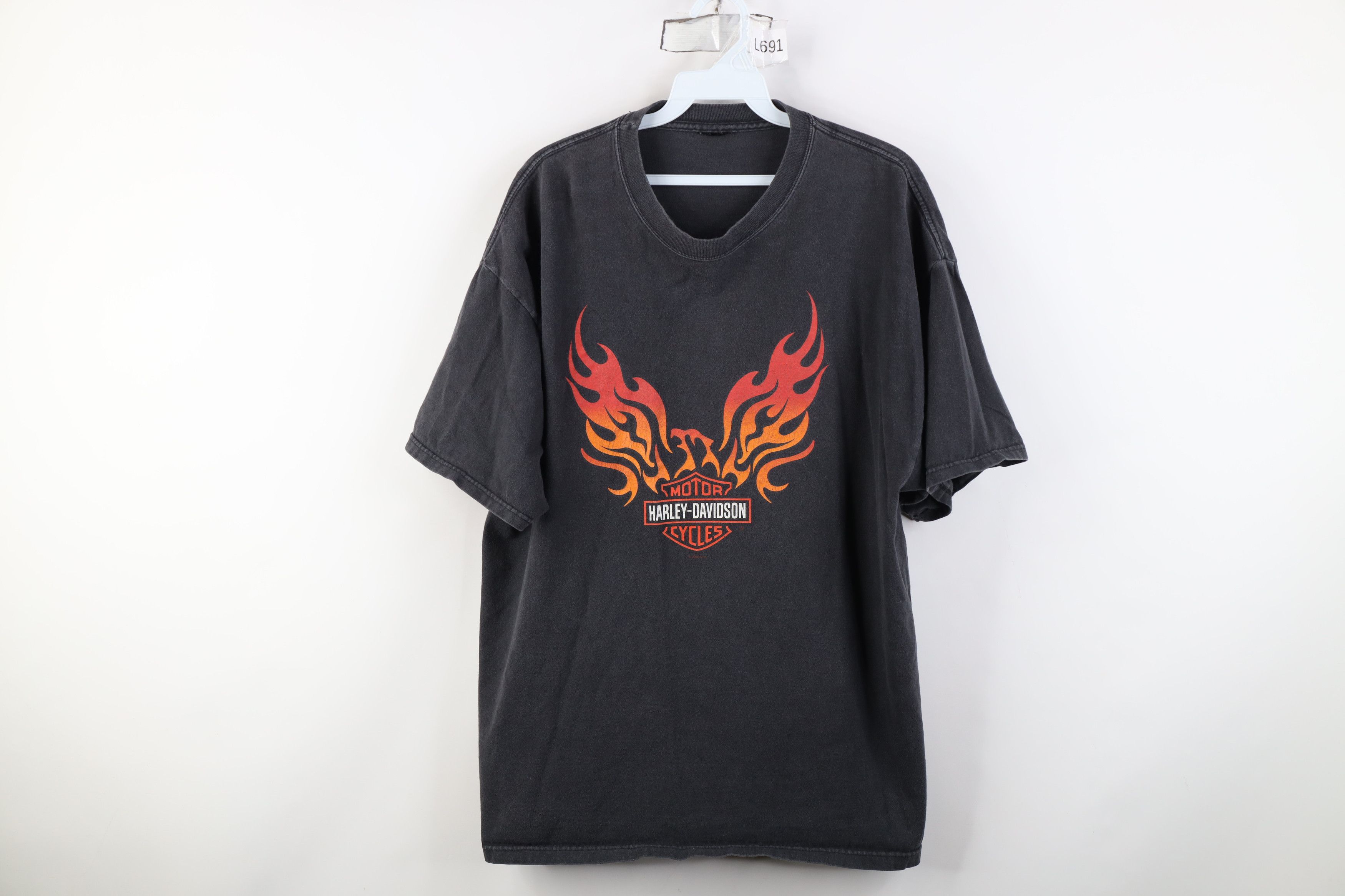 Harley Davidson Vintage 90s Y2K Harley Davidson Fire Flames Phoenix T-Shirt Size US XL / EU 56 / 4 - 1 Thumbnail