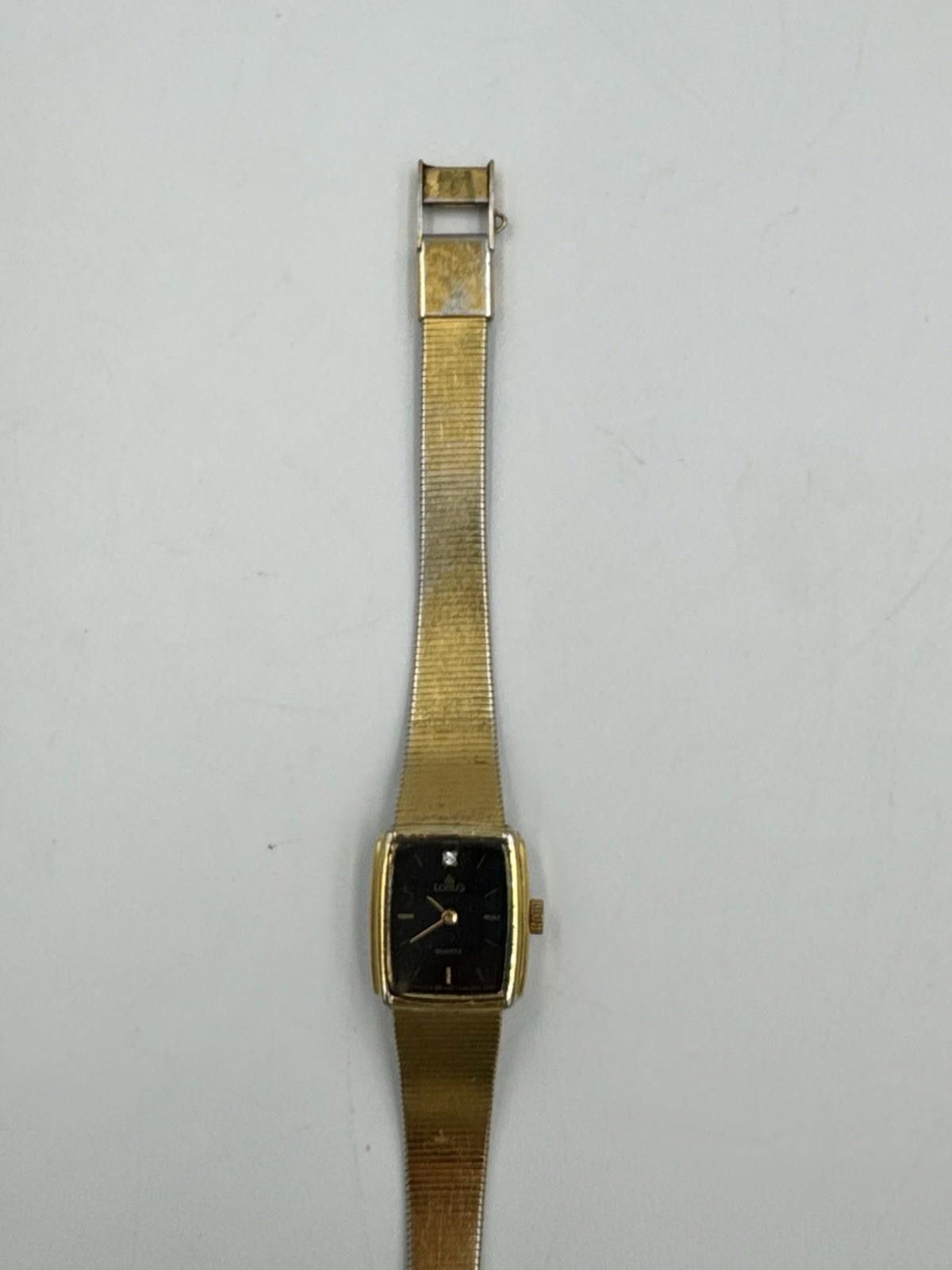 Lotus Shoes Vtg Lorus Watch Women V232-5490 16mm Gold Tone Black Dial Size ONE SIZE - 5 Thumbnail