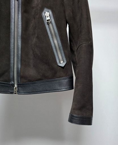 Tom Ford o1sm1stk0624 Buttery Suede Contrast Blouson Jacket in Ebony Size US L / EU 52-54 / 3 - 3 Thumbnail