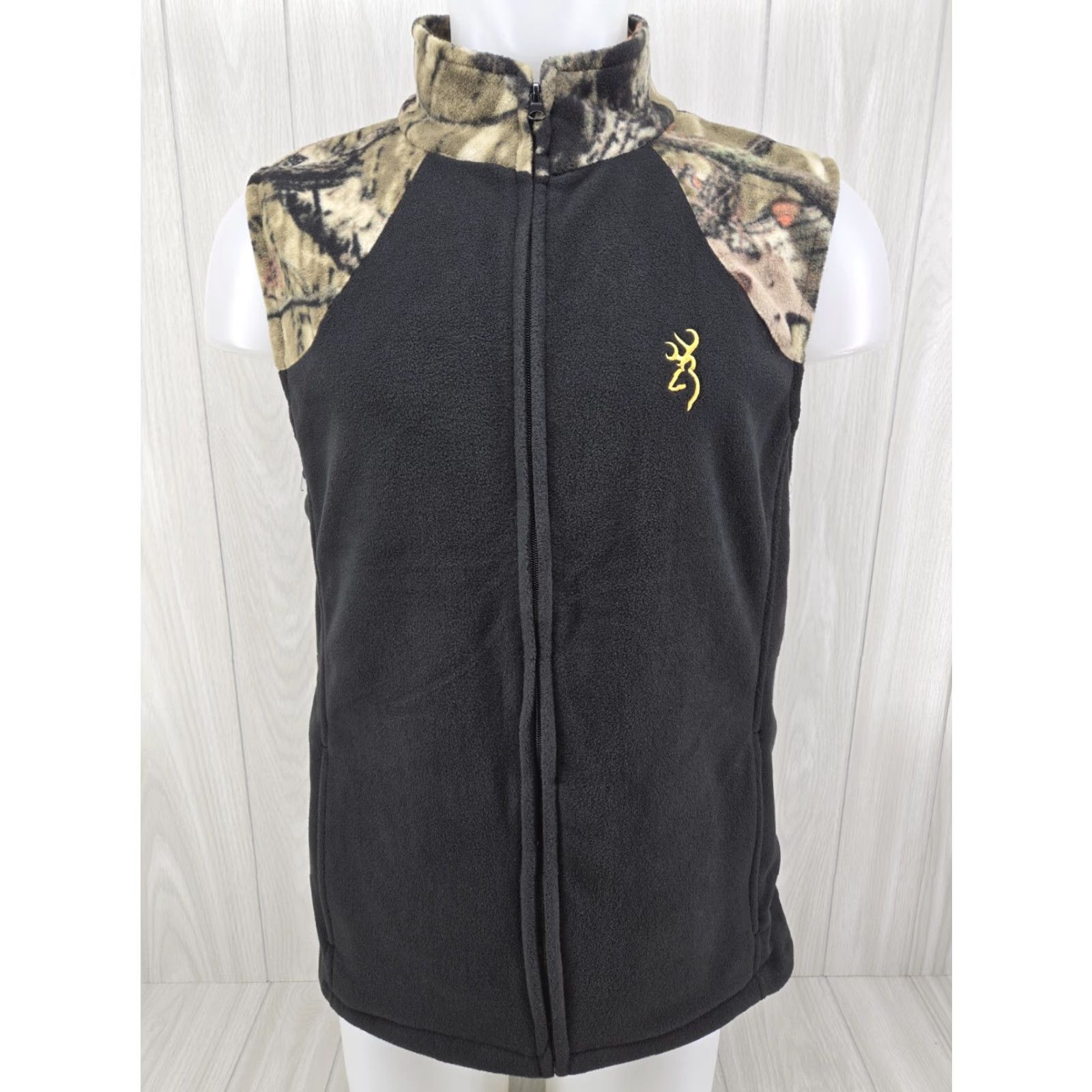Vintage Browning Fleece Vest Men’s Medium Outdoors Hunting Black Camo Vest Mens Size US M / EU 48-50 / 2 - 2 Thumbnail