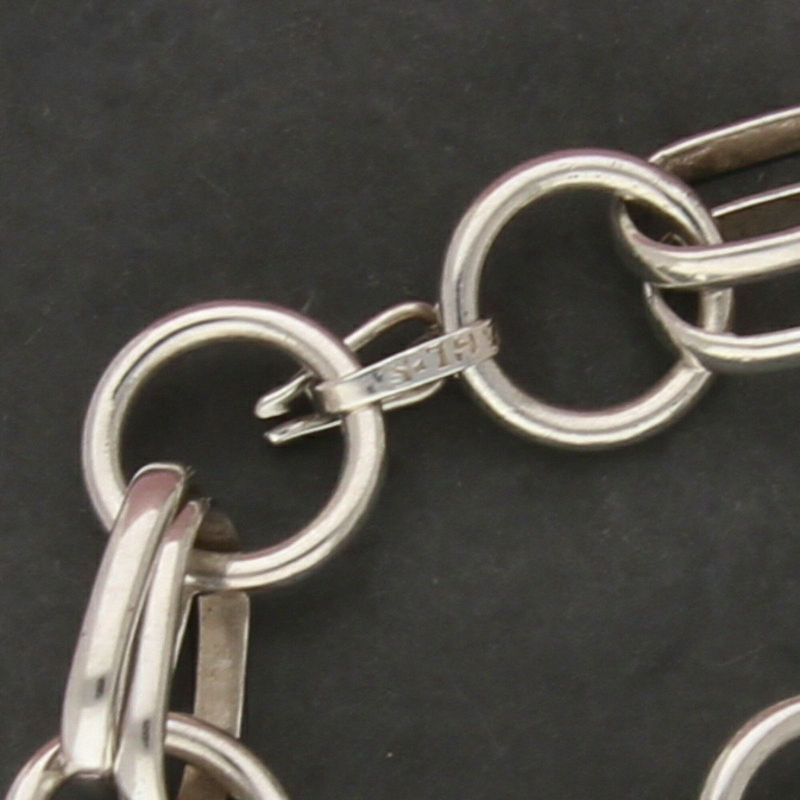 Sterling Silver sterling silver oval & circle link chain bracelet size 7.5in Size ONE SIZE - 3 Thumbnail