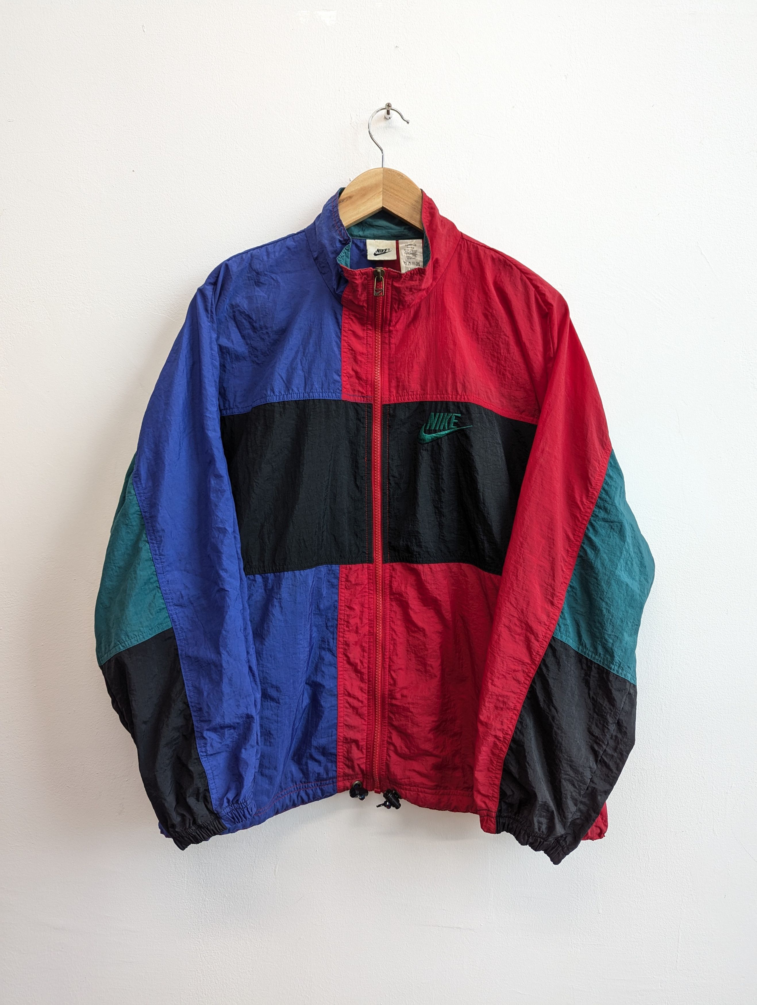 Vintage 90s nike windbreaker full zip jacket center swoosh online block