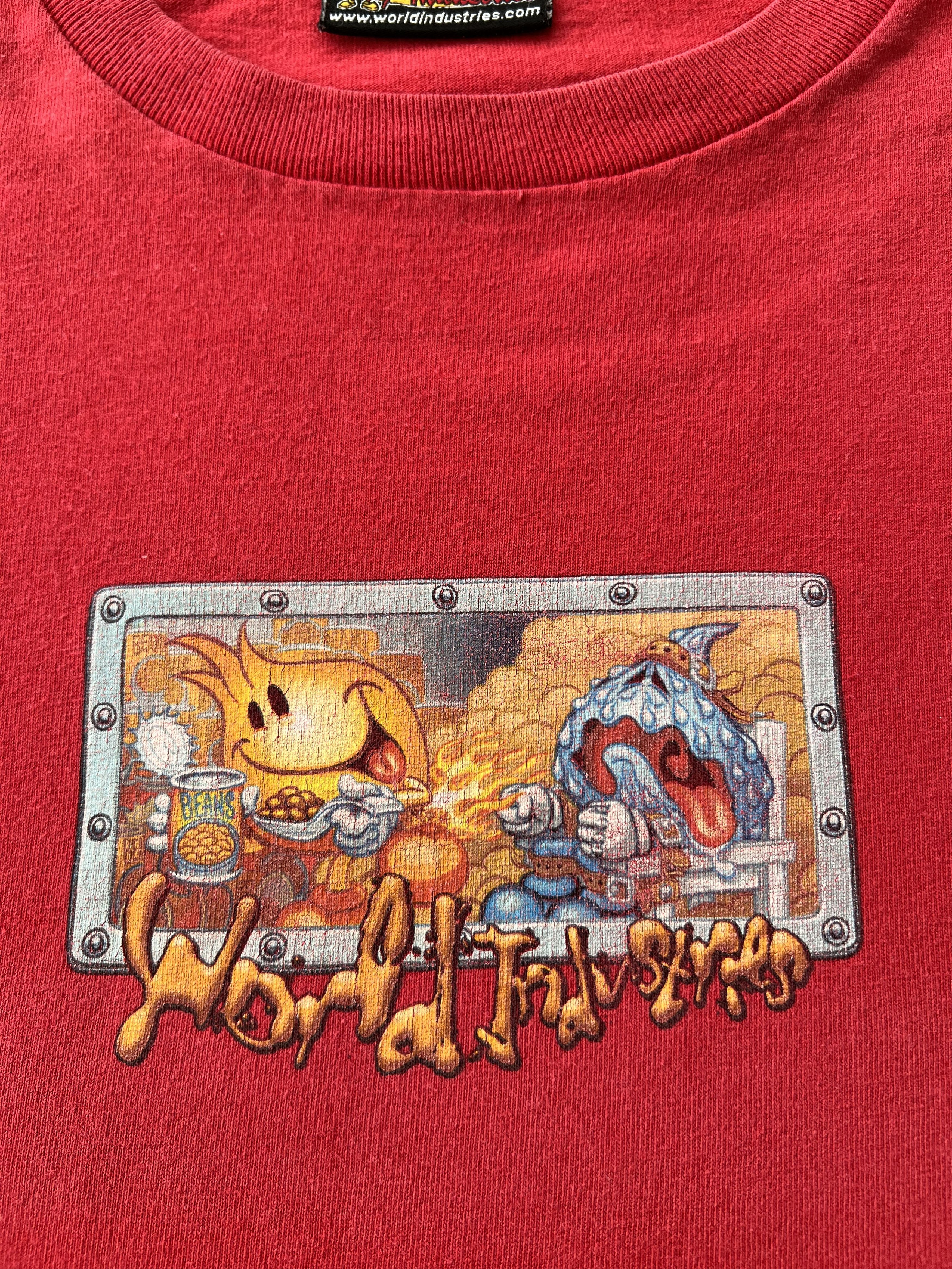 World Industries Vintage 90s World Industries Skateboards Funny Red T-shirt Size US L / EU 52-54 / 3 - 5 Thumbnail