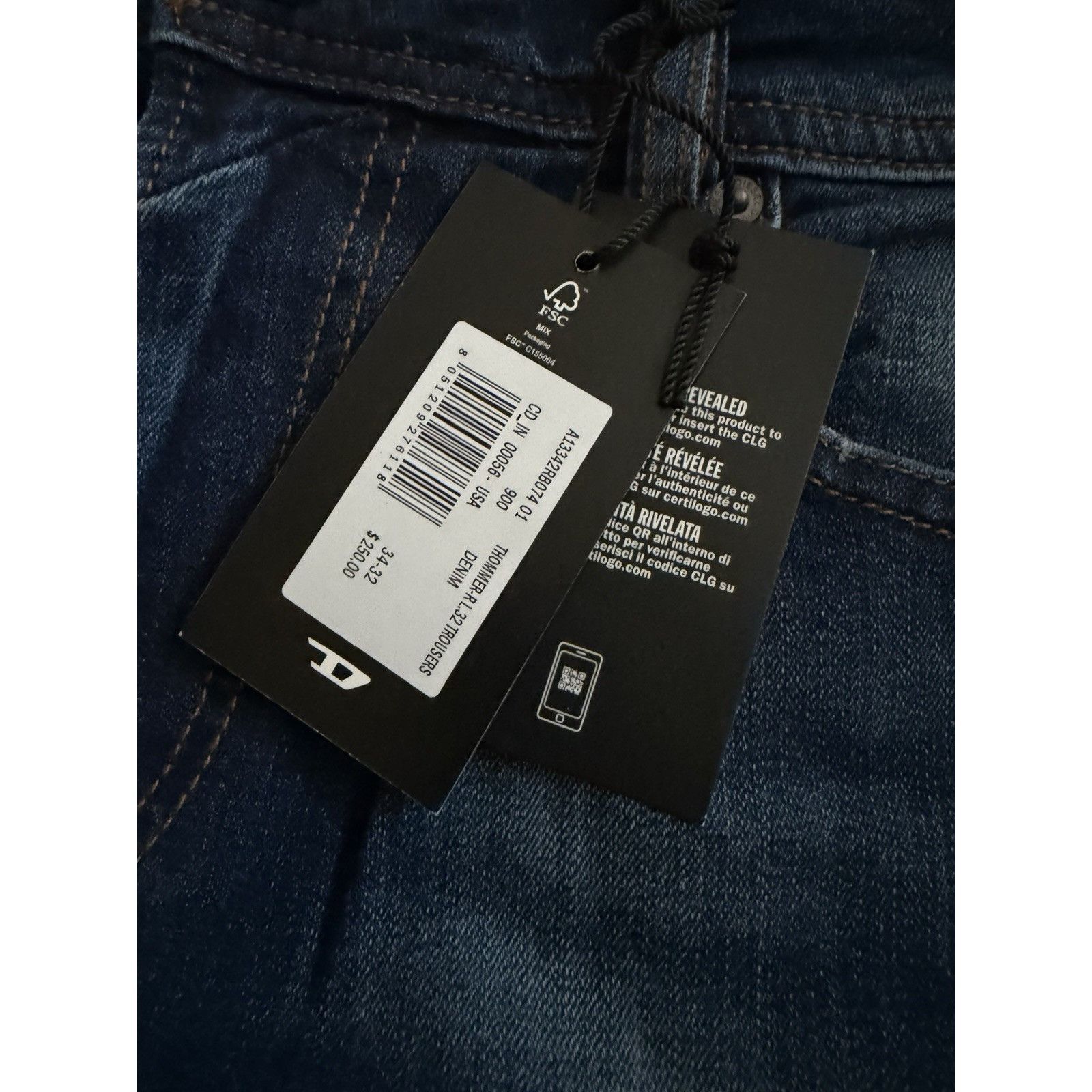 Diesel Diesel Mens Thommer Slim Jeans RB074 Blue $250 Size 34/32 Size US 34 / EU 50 - 7 Thumbnail