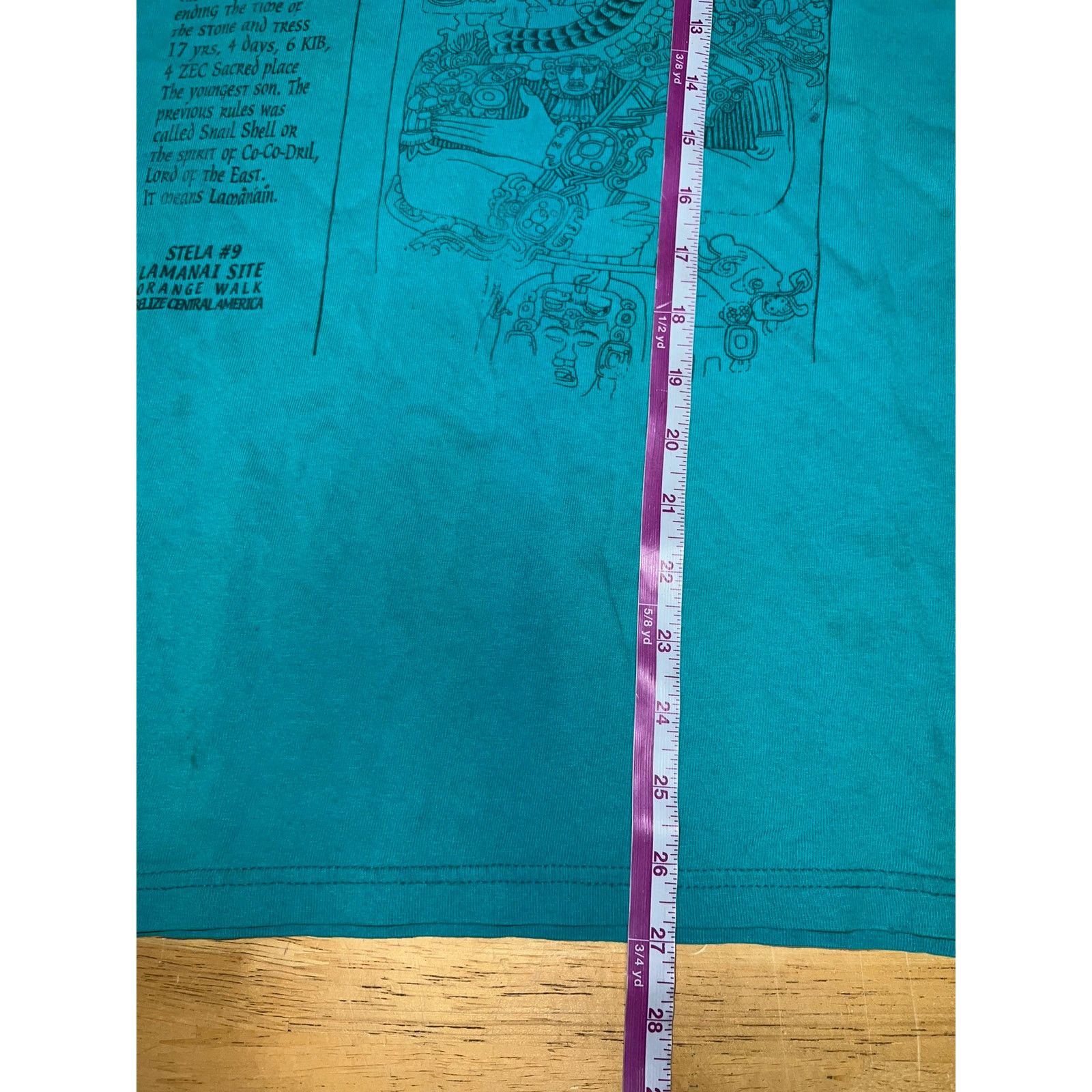 Fruit Of The Loom Vintage Lord Smoking Shell Shirt Lamanai Art Teal Tee 90s XL Size US XL / EU 56 / 4 - 8 Thumbnail