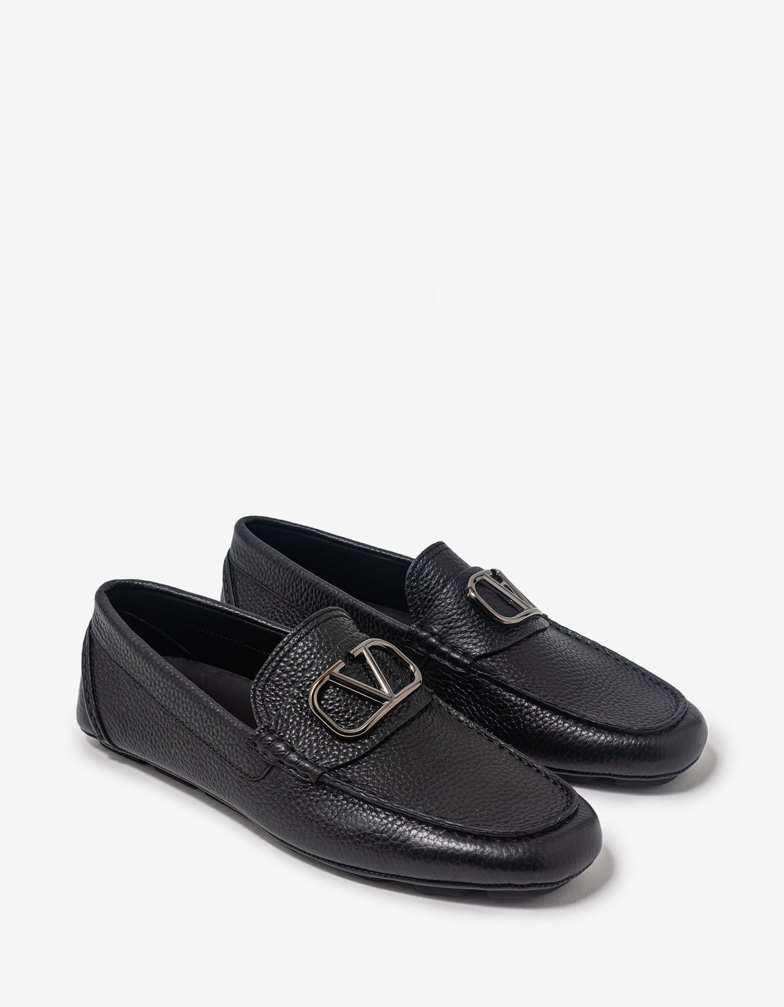 image of Valentino Black Vlogo Driving Shoes, Men's (Size 9)